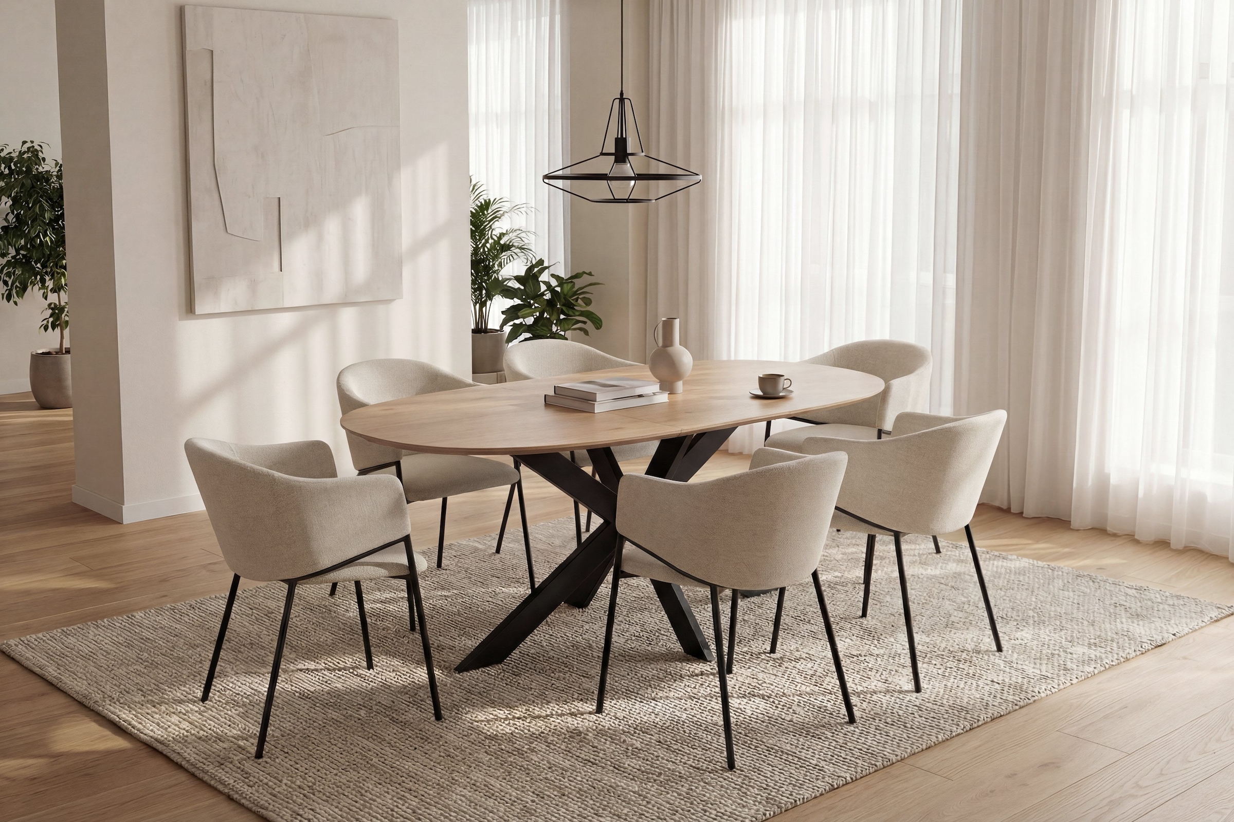 byLIVING Chaise de salle à manger »YORK« (Ensemble) 2 cuisStrukturstoff in beige, bis 110 kg, Schaumstoff, 4-Fussgestell