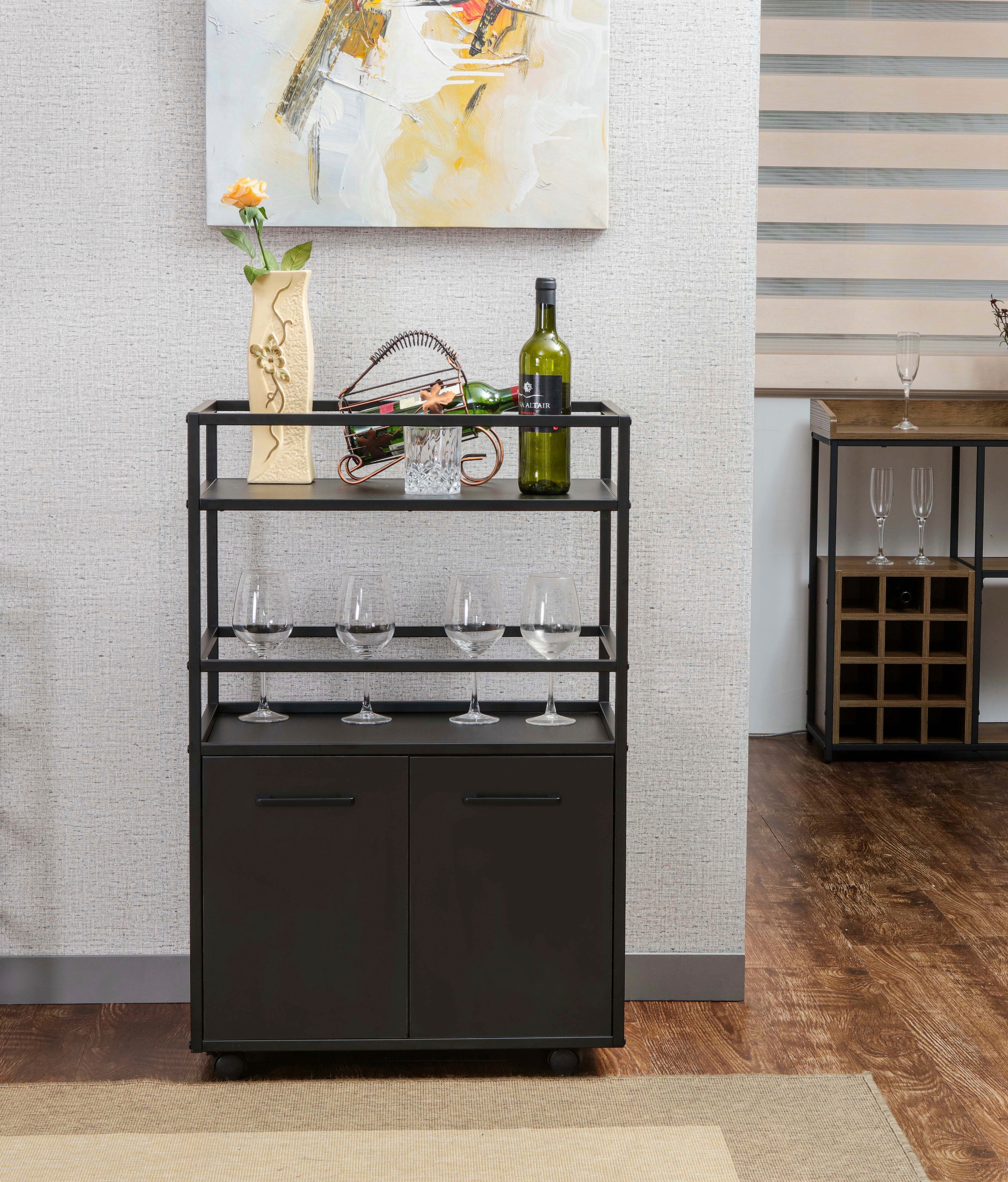 Home affaire Armoire de bar »Perth« 1 cuis tlg. Bar avec 2 portes & compartiment ouvert - (L/P/H) 60/40/94 cm