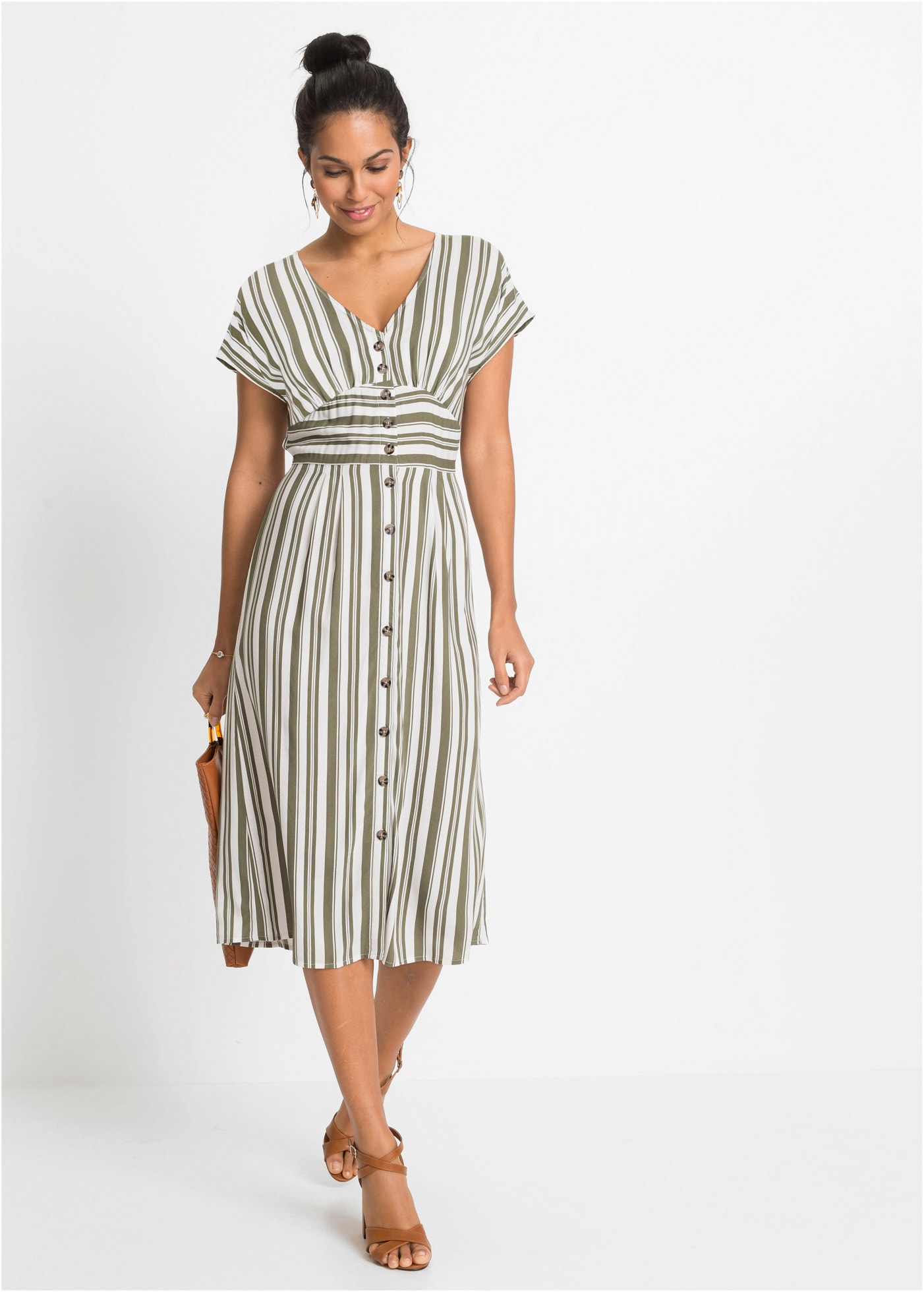 bonprix Robe midi für warme Tage, aus Viskose, ausgestellte Passform