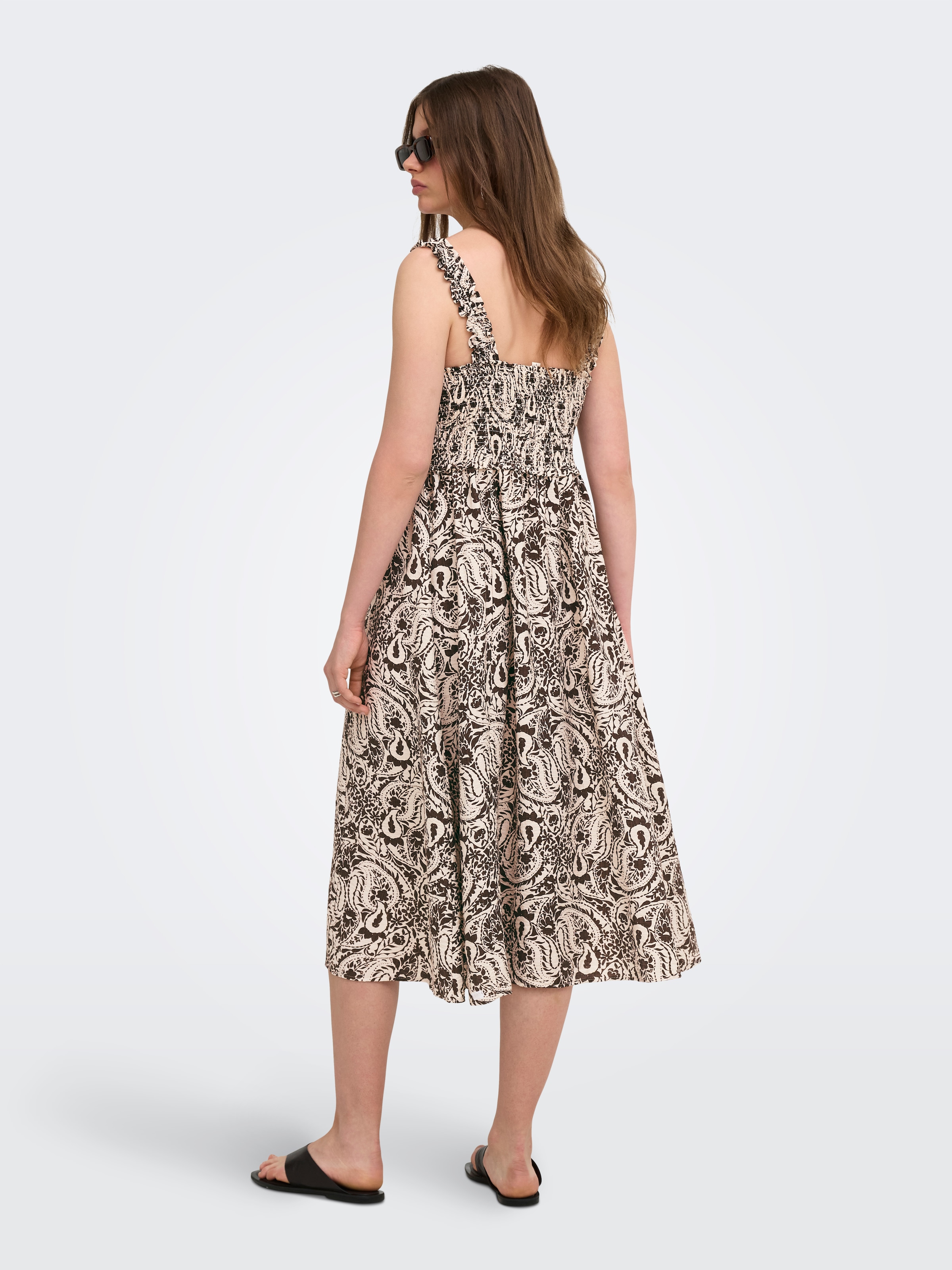 ONLY Robe imprimée »ONLLUMIRA S/L LONG SMOCK DRESS WVN EX« mélange viscose, coupe régulière