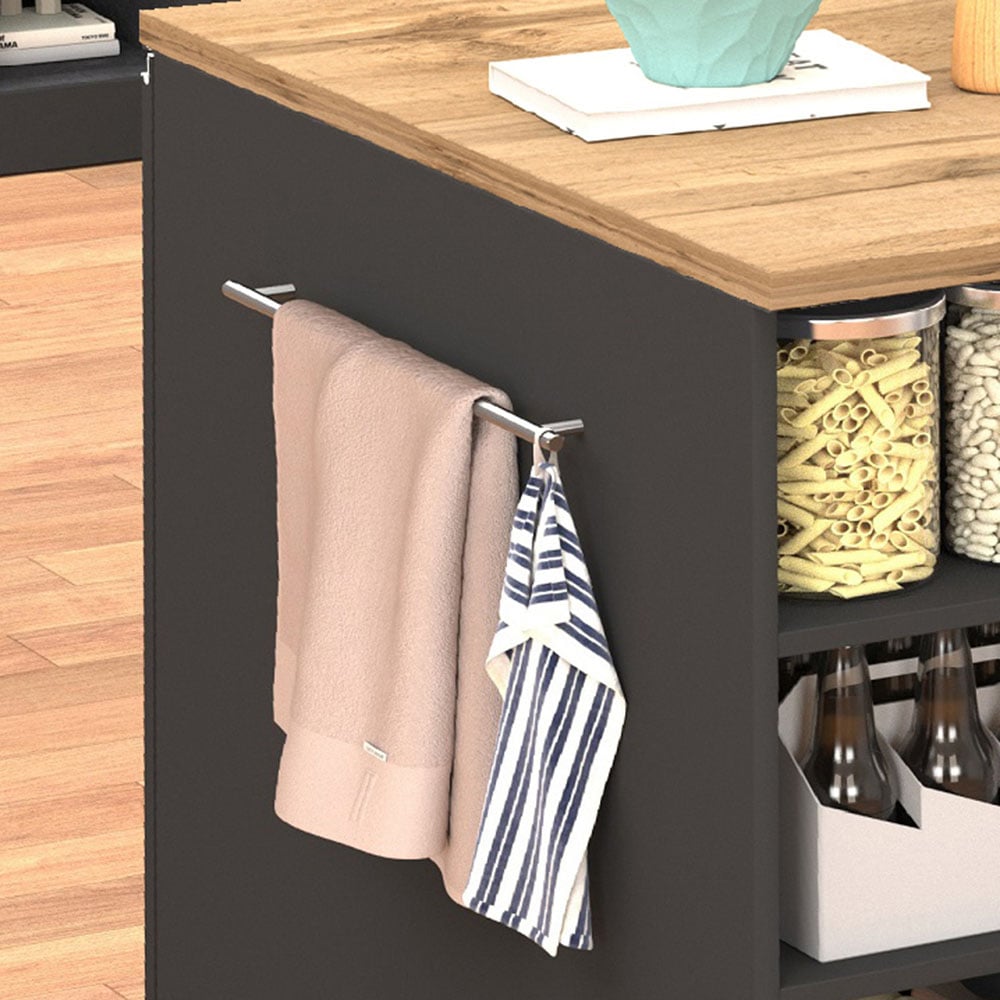 KOCHSTATION Ilot de cuisine »KS-Sole, Kochinsel, Küchenarbeitsblock, Inselküche, Arbeitsinsel« Breite 152,5 cm, mit Essplatz, Handtuchhalter, Fächer und Weinregal