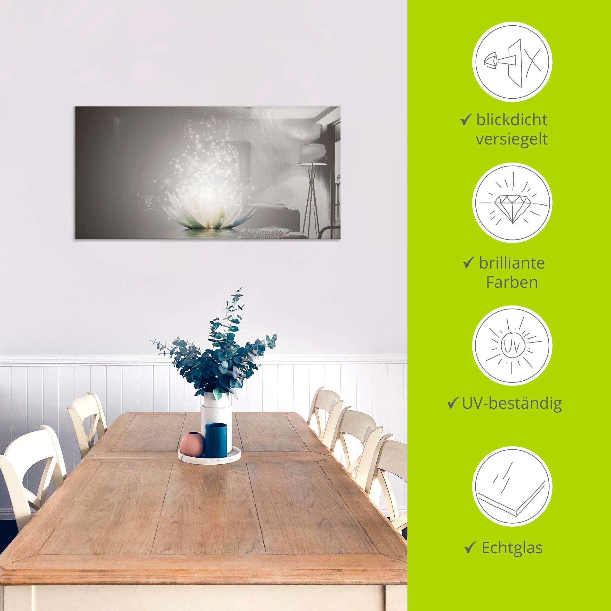 Artland Tableau en verre »Magie der Lotus-Blume« 1 cuis tlg.