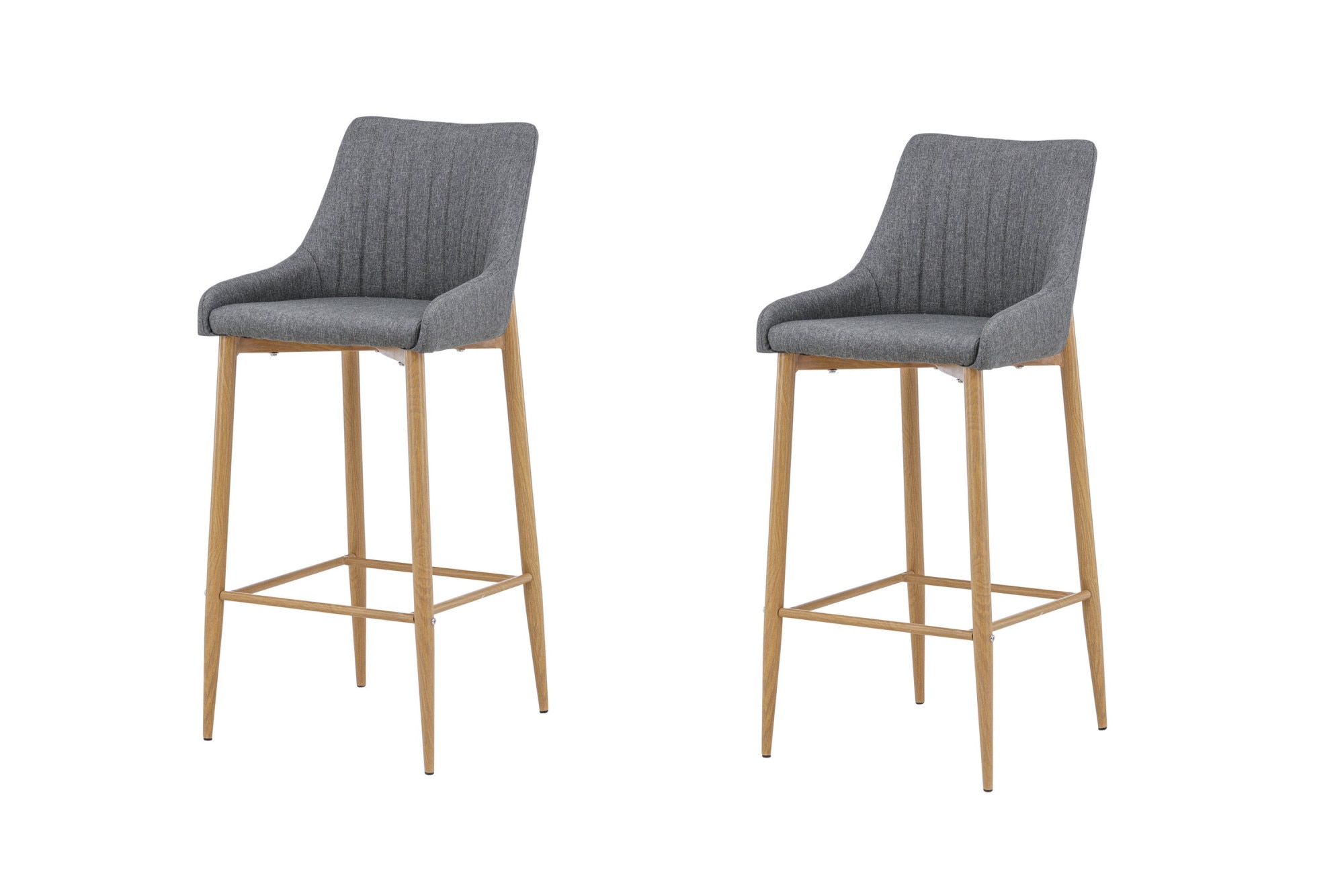 Venture Home Tabouret de bar »Plaza, 2er-Set Barhocker in Dunkelgrau-Stoff, Eichen-Beine, 120 kg« Ensemble, 2 cuis tlg. Tabouret de bar, revêtement en tissu, pieds métal effet bois, repose-pieds, moderne