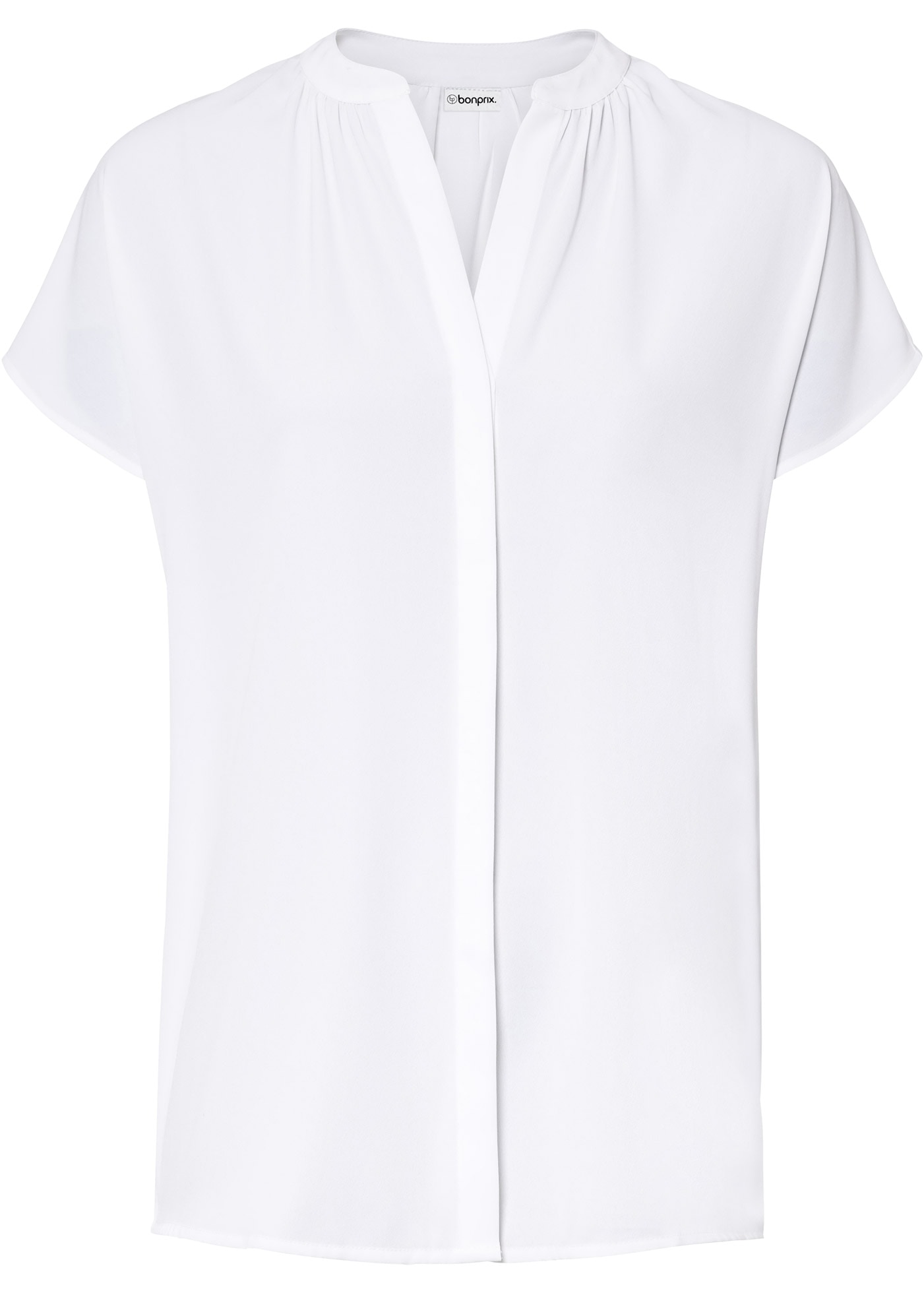 bonprix Blouse à manches courtes Oversize Passform, mit V-Ausschnitt, mit Umlegekragen
