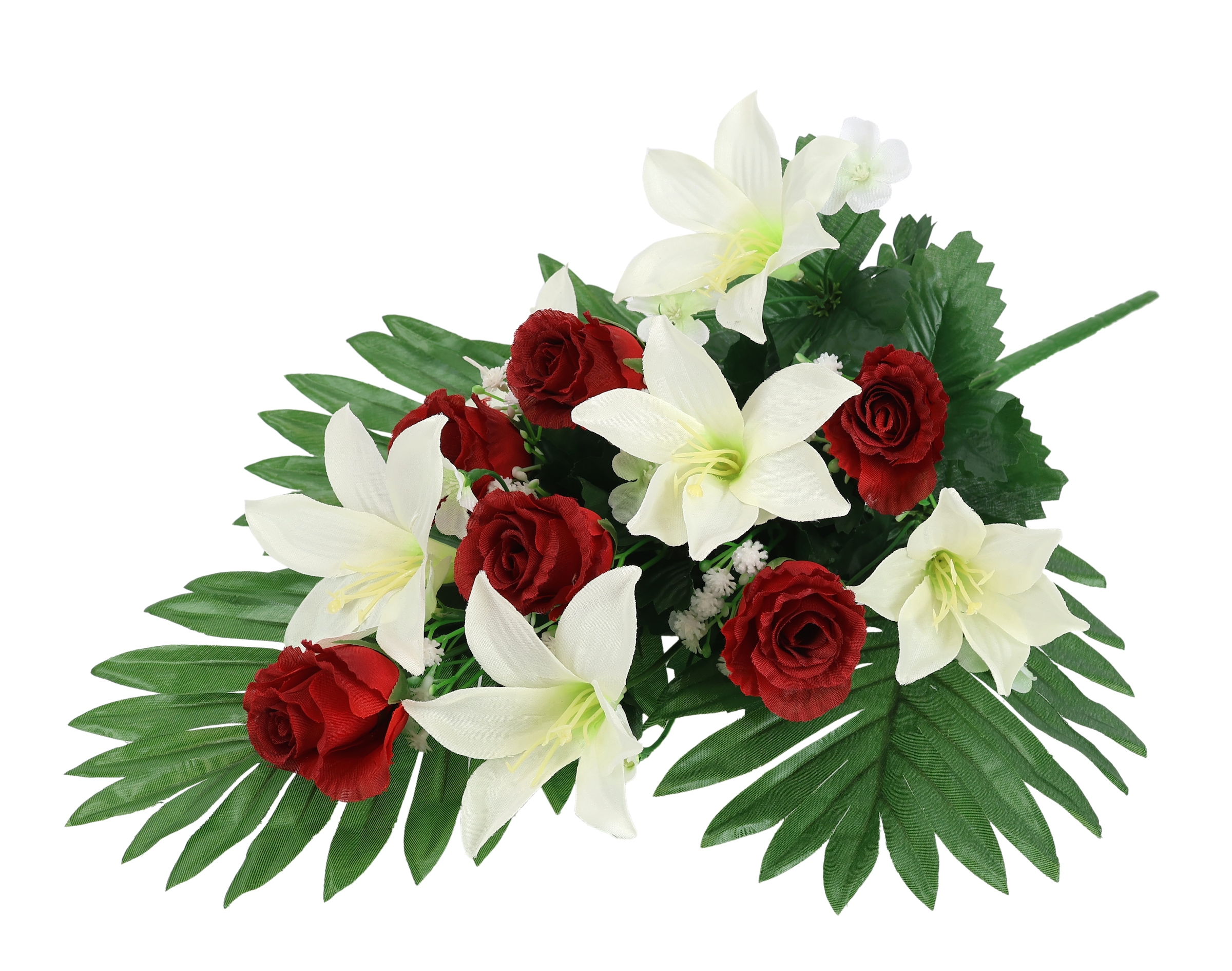 I.GE.A. Kunstblume »Aufleger Rosen/Lilien« Bouquet Strauss Blume Tischdeko Deko Grabdeko Grableger Grabschmuck