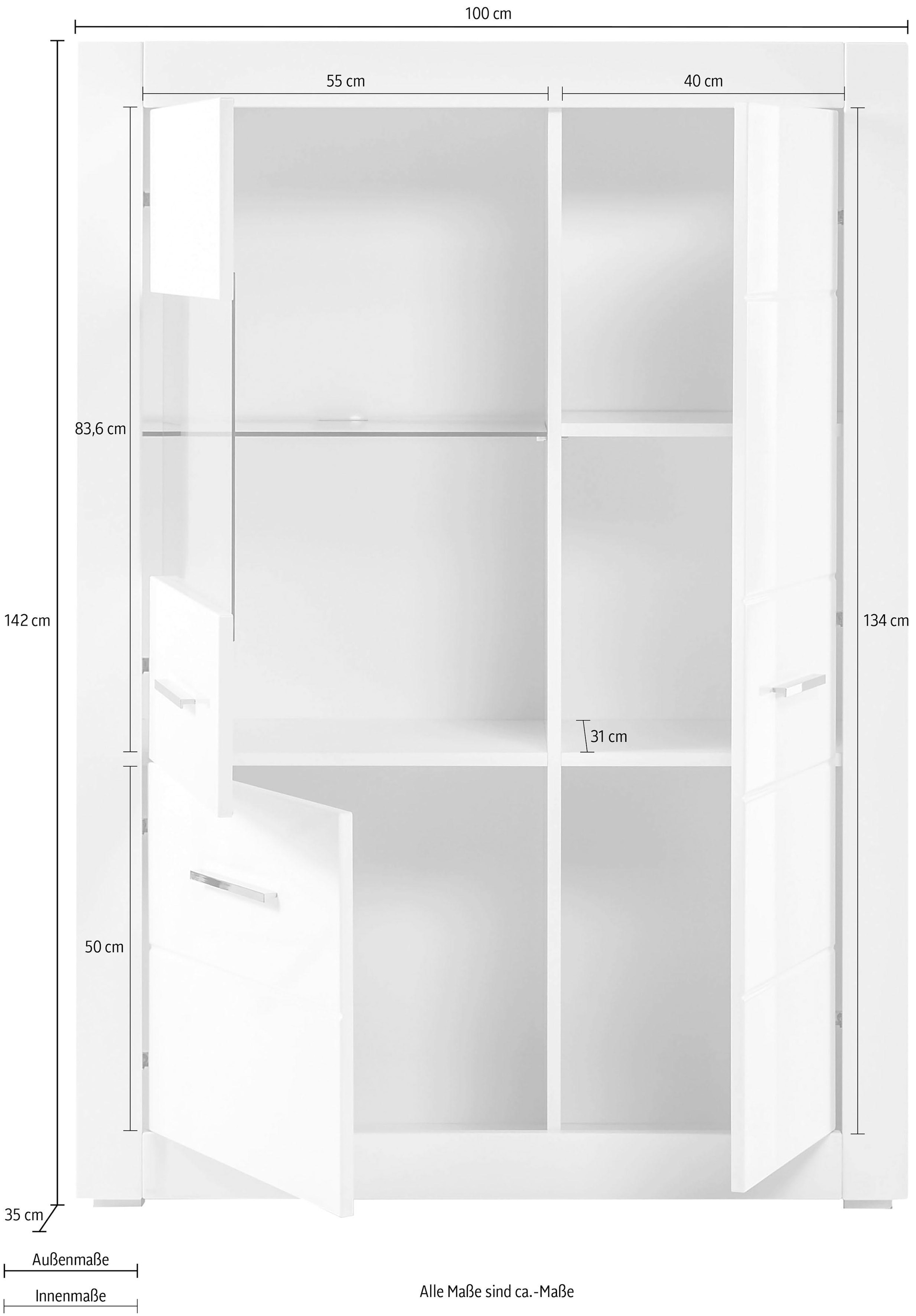 Home affaire Vitrine »BIANCO« Höhe 142 cm