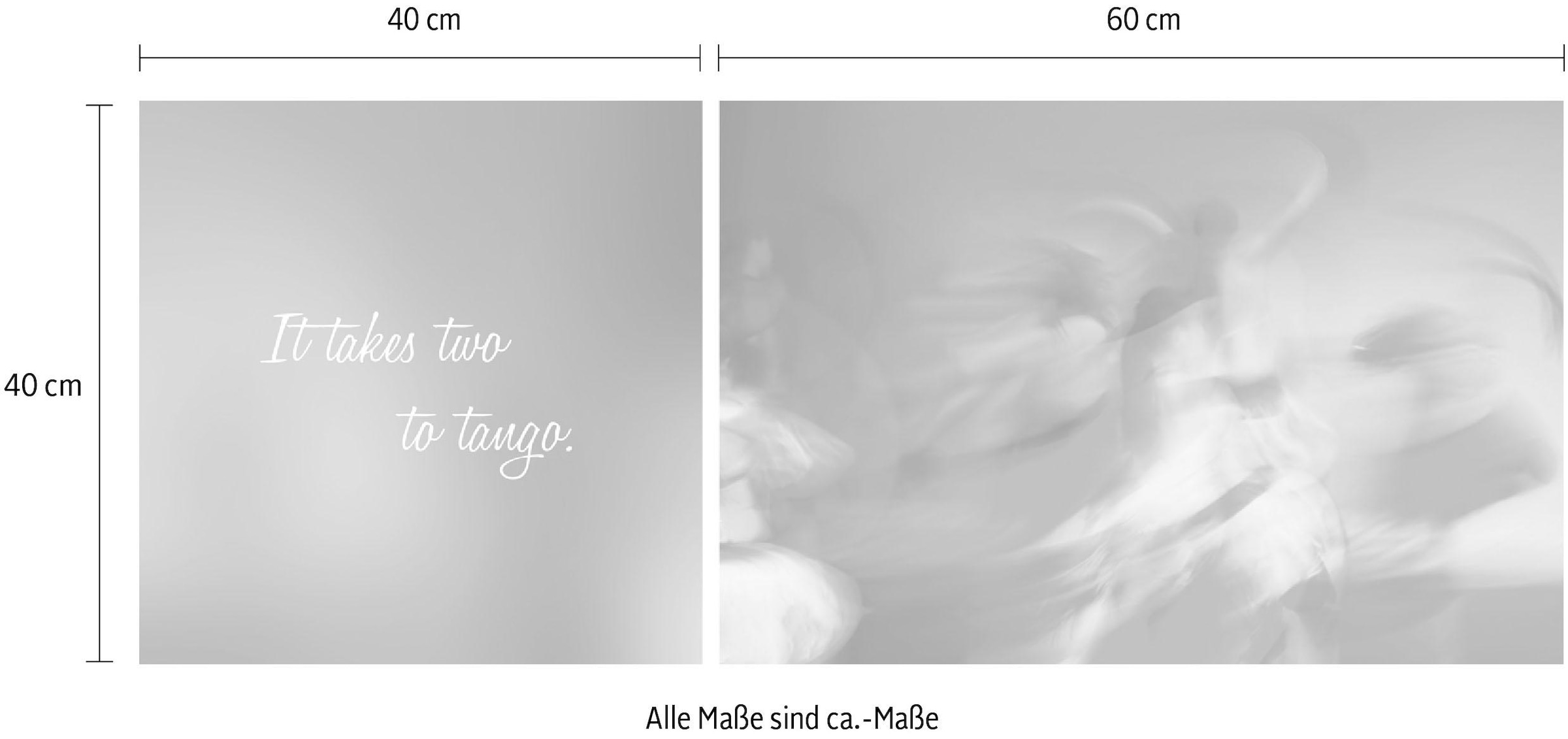 queence Leinwandbild »Tango« Abstrakte | Kunst | Modern | Schriftzug | Schriftzüge | Spa | Spa Bilder | Sprüche | Sprüche & Texte Set,  Premium-Leinwandstoff, Handarbeit aus Deutschland, Spruch, 2er Set