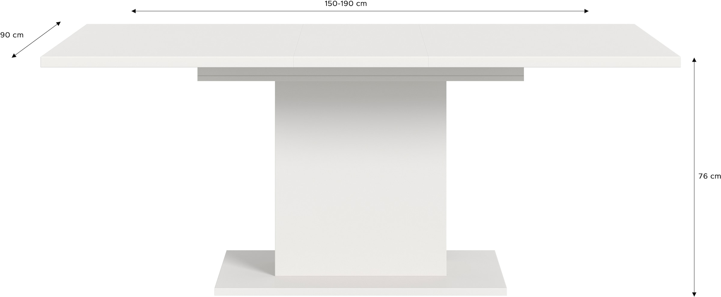 Home affaire Esstisch »Motus, ausziehbar 150 -190 cm, inklusive 40 cm Einlegeplatte« Set, 1 Stk. tlg. Säulengestell mit Bodenplatte, Tisch, Küchentisch, Esszimmer, Küche