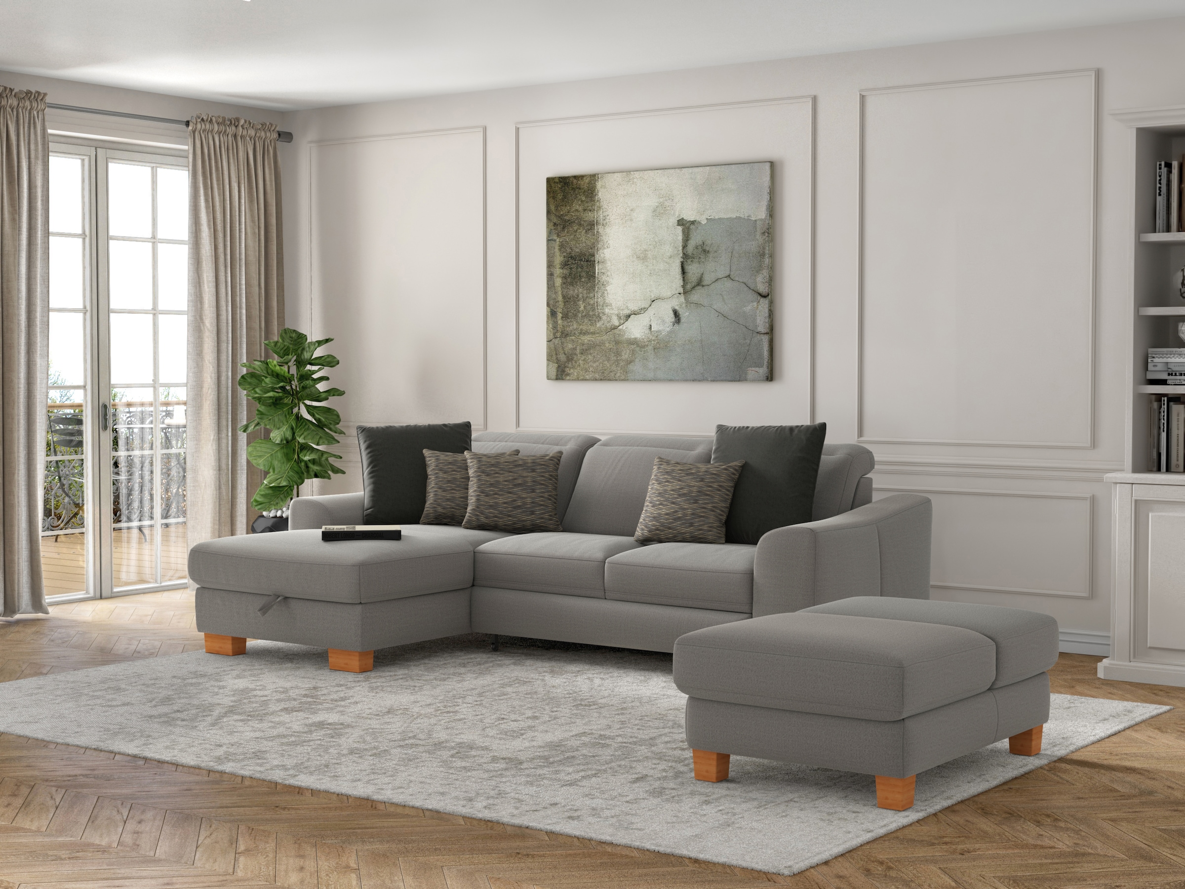 sit&more Polsterhocker »Dundee« mit Klappfunktion, Federkern und hochwertigen Massivholzfüssen