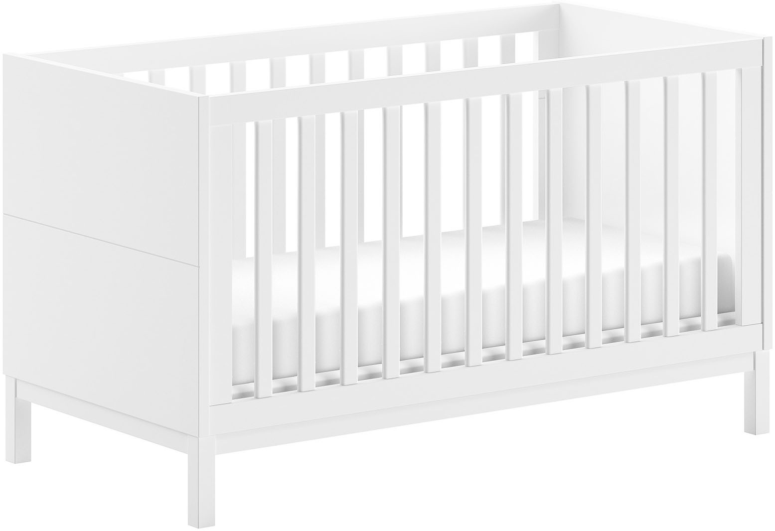 Vipack Ensemble de meubles pour bébé »Set best. aus Babybett 70/140, Kommode 3 Schubladen, Wickelaufsatz« 3 cuis tlg. au design épuré, surface laquée facile d'entretien en blanc