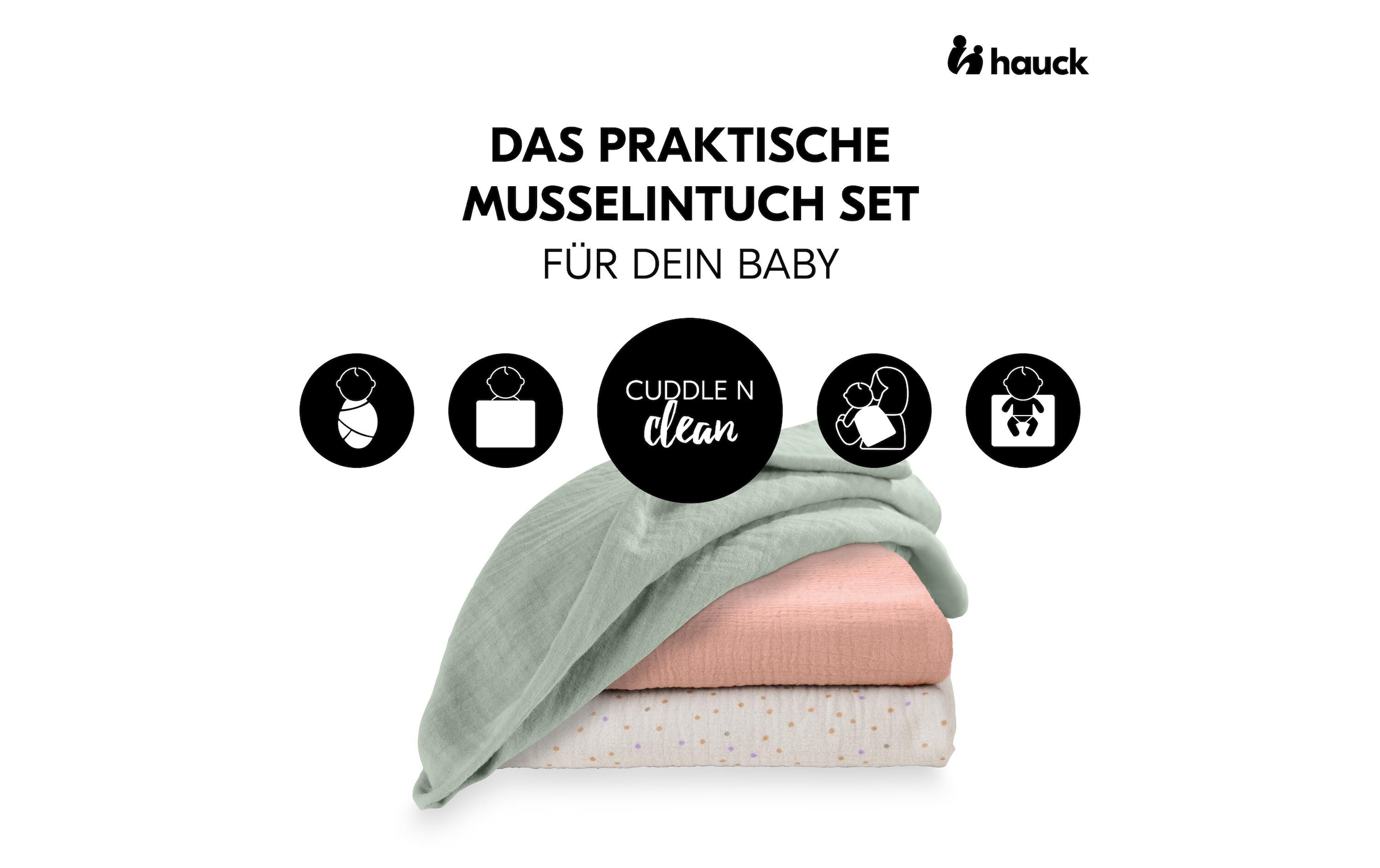 Hauck Schnuffeltuch »Cuddle N Clean 3Set Sage-Beige-Dots-Cork« 3 tlg.
