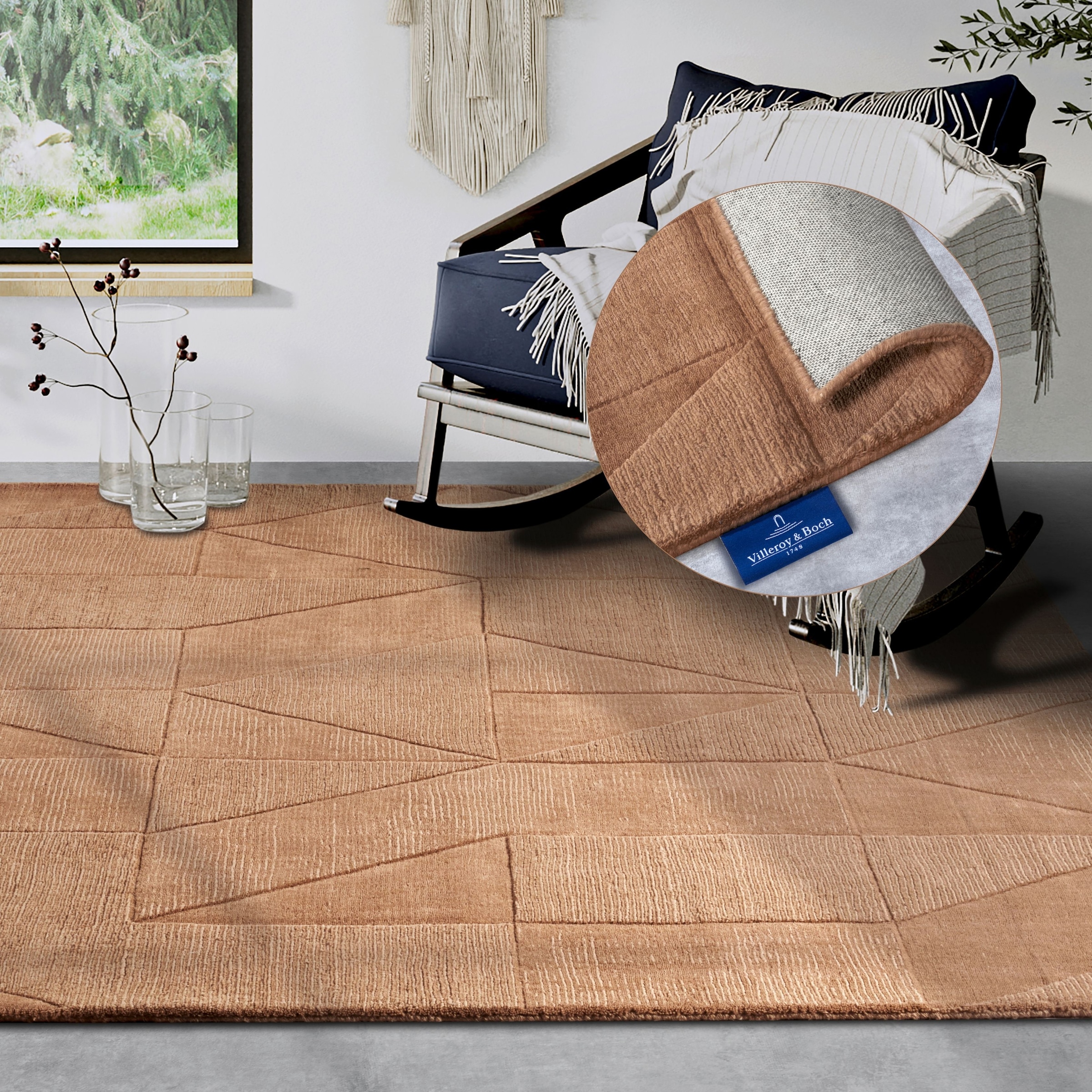 Villeroy & Boch Tapis en laine »Ursule« Rectangulaire 10 mm Höhe Läufer, handgewebt, Wolle, Natur, Wohnzimmer, Geometrie, Boho