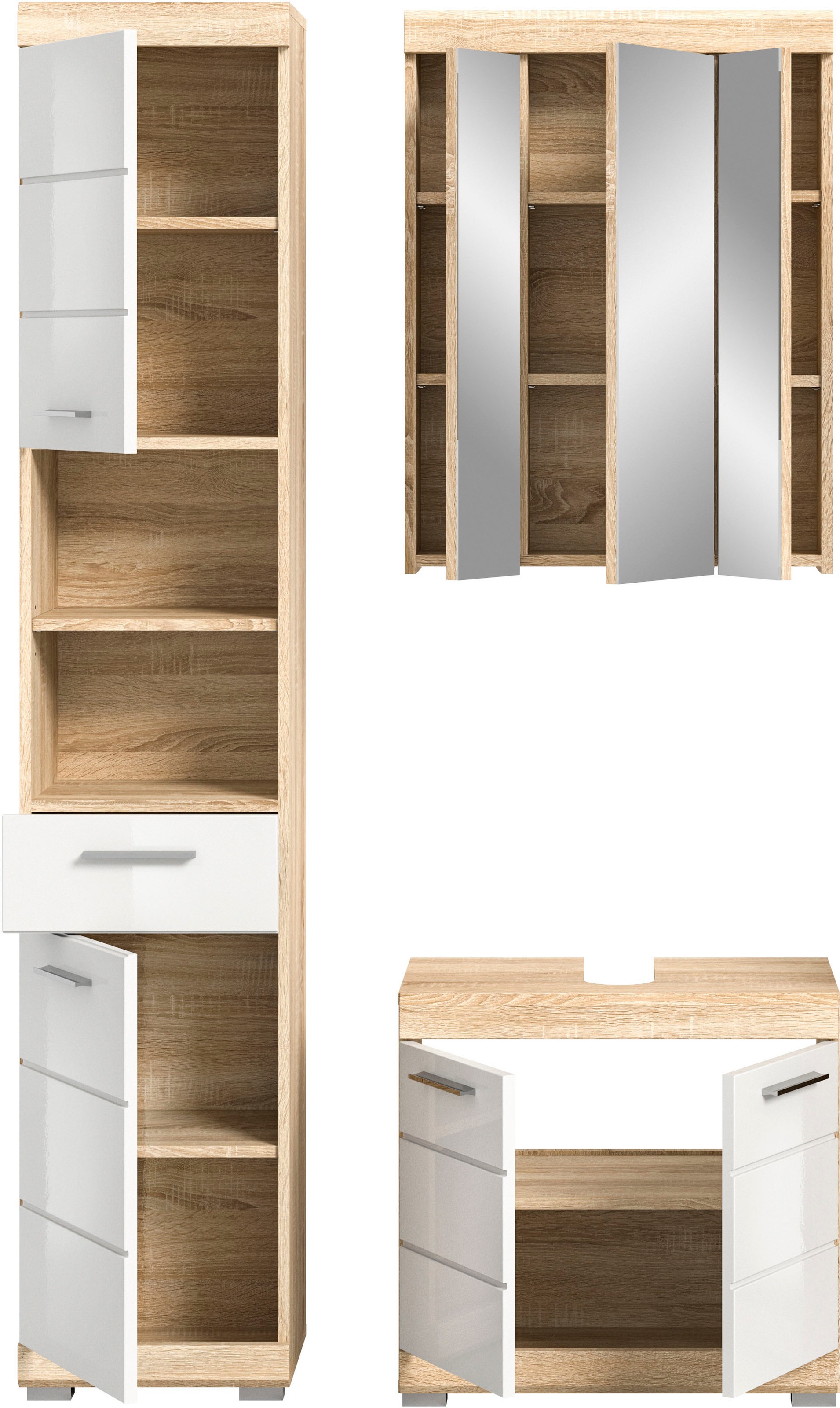 welltime Badmöbel-Set »Siena, 3 teilig, bestehend aus:« Set, TOPSELLER!, 3 Stk. tlg.