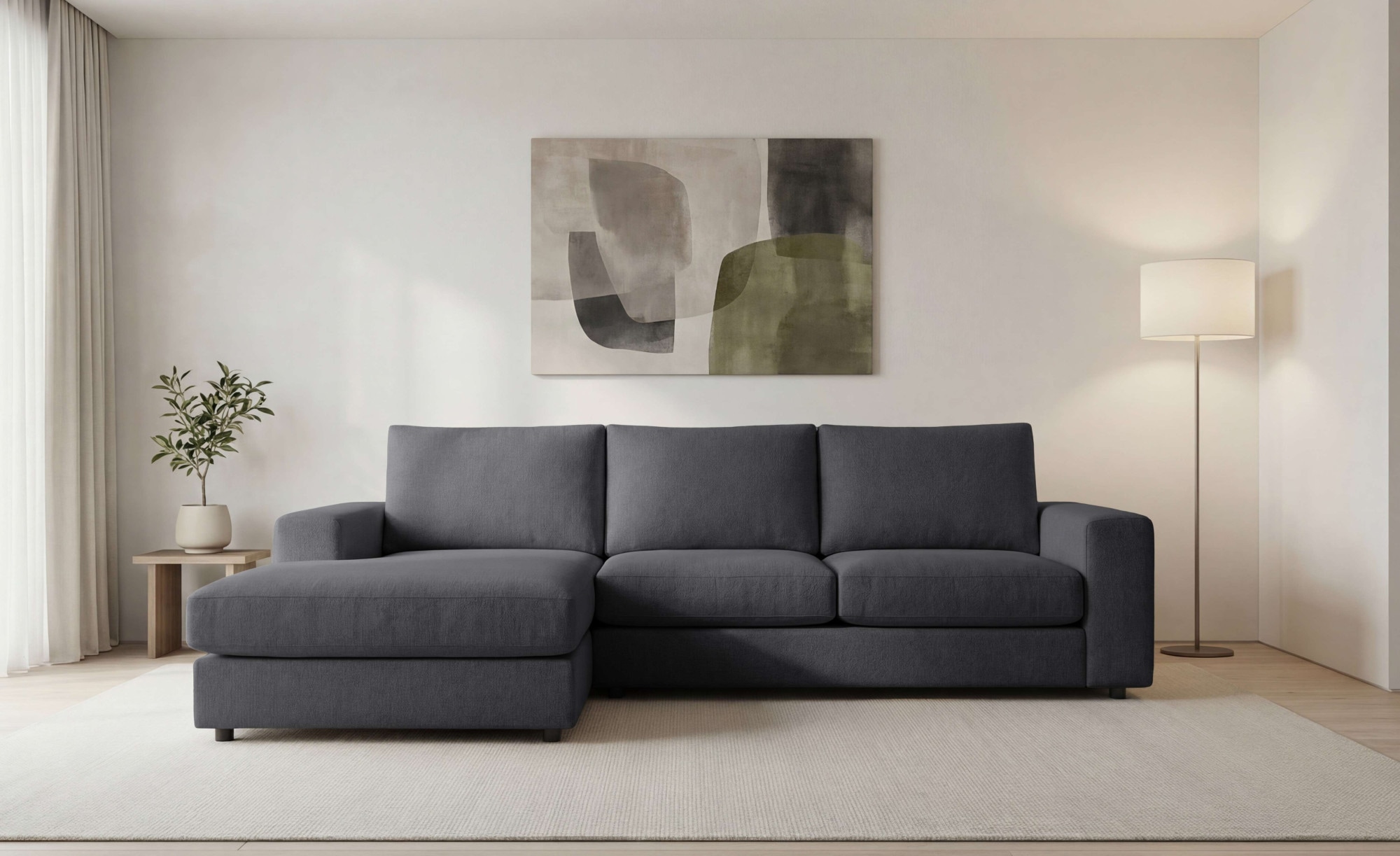GOODproduct Canapé d'angle »Nivette, weiches Chenille« Breite 269 cm, L-Form, bodentief, mit Wellenunterfederung
