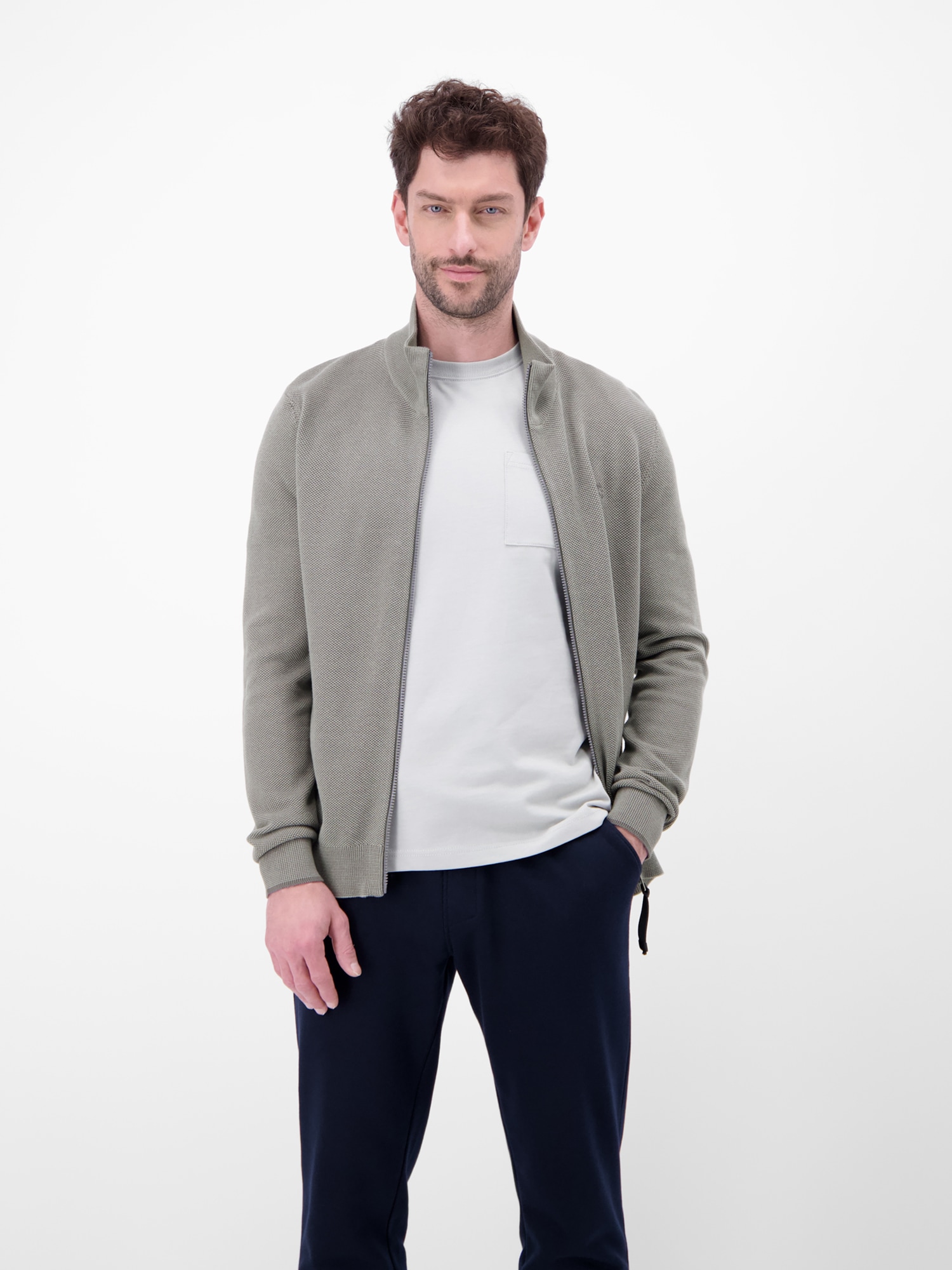 LERROS Strickjacke »Strickjacke mit Stehkragen in 2-Tone-Optik«