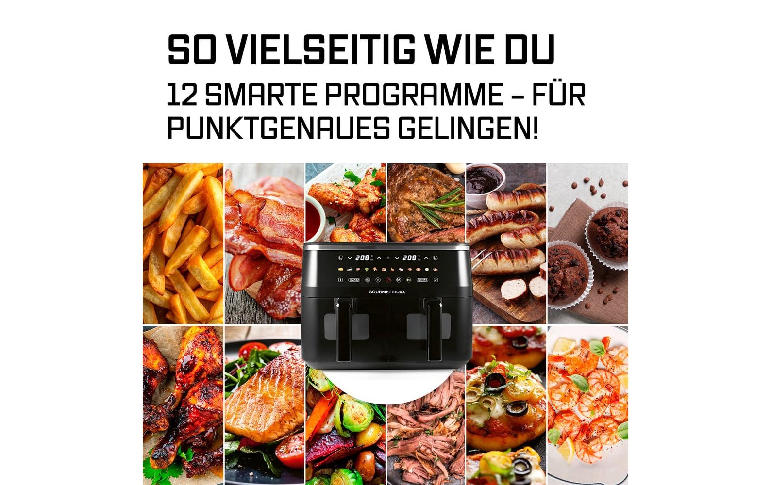 GOURMETmaxx Heissluftfritteuse »mit Doppelkorb, 9 l« 3100 W