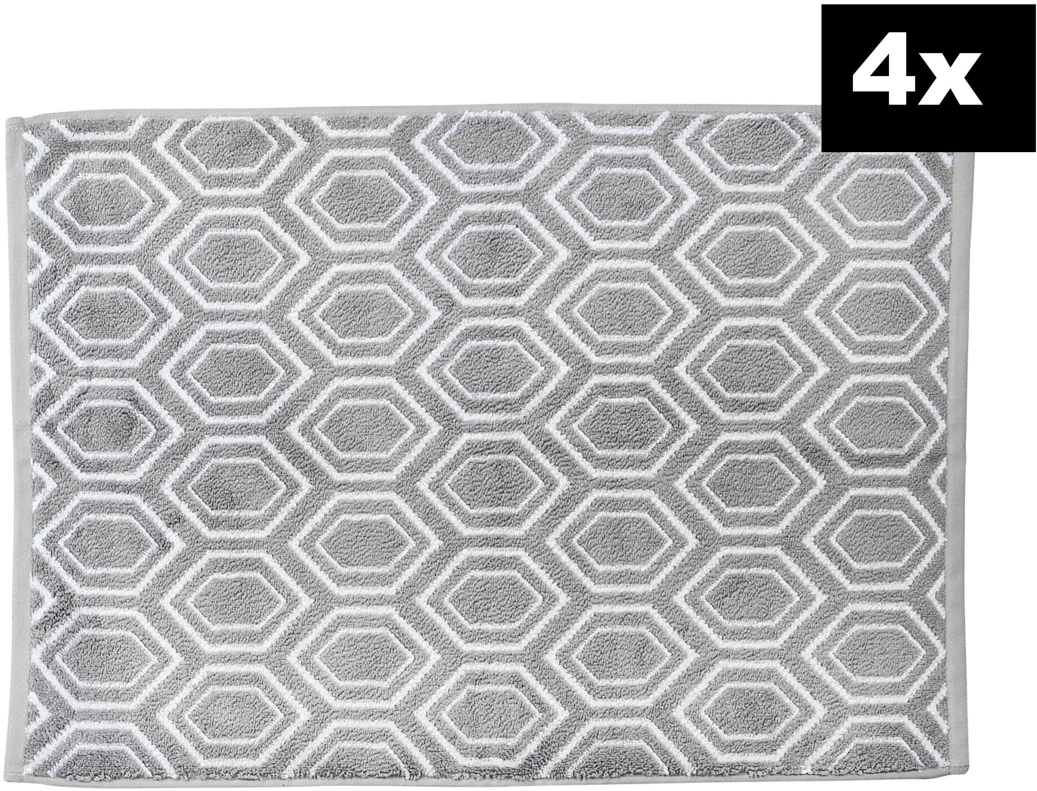 done.® Badematte »DAILY SHAPES Ethno 4er-Set« Höhe 5 mm fussbodenheizungsgeeignet Badvorleger aus 100% Baumwolle, Jacquardgewebt