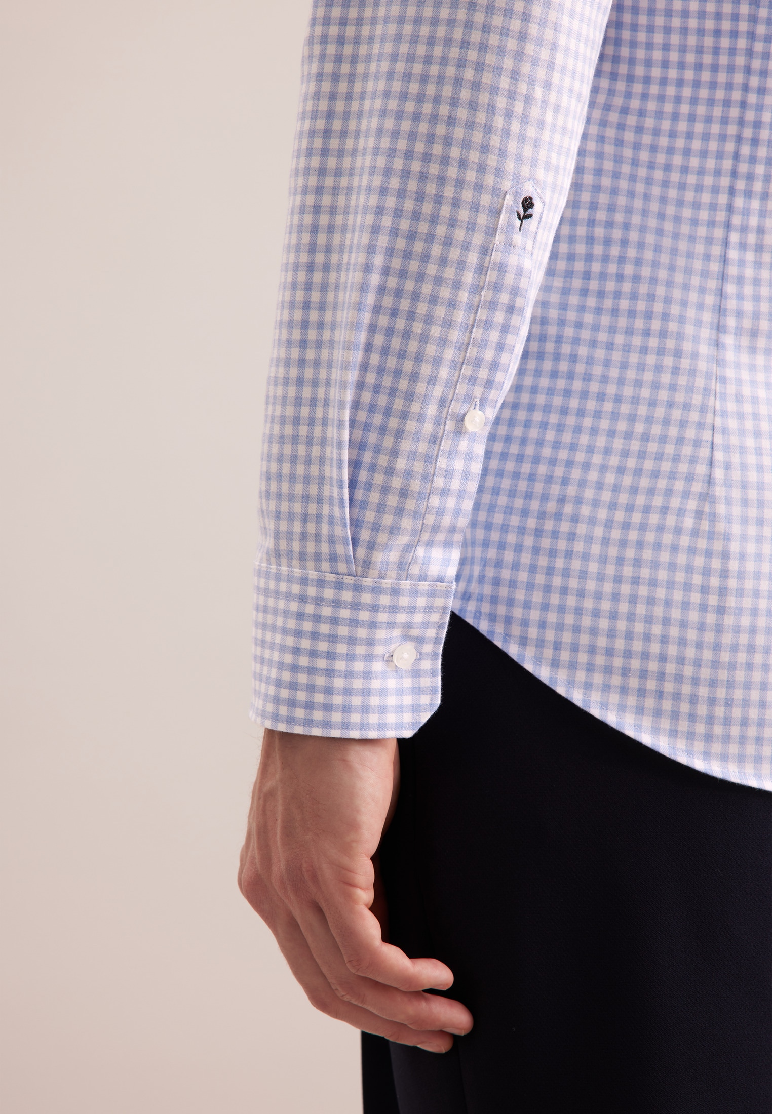 seidensticker Flanellhemd »Schwarze Rose« Shaped 1/1 Kentkragen Karo