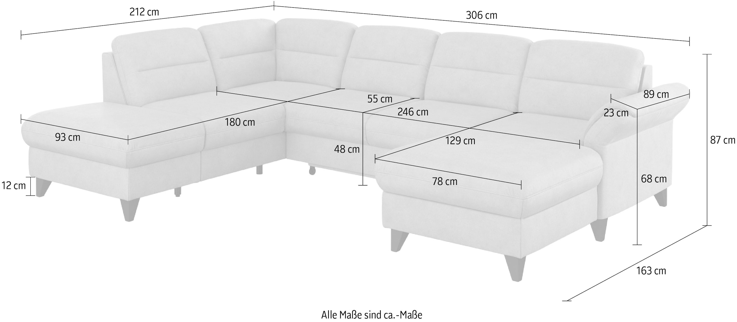 sit&more Paysage de salon »Mellum U-Form« Federkern, wahlweise mit Bettfunktion, Stauraum und Armteilfunktion