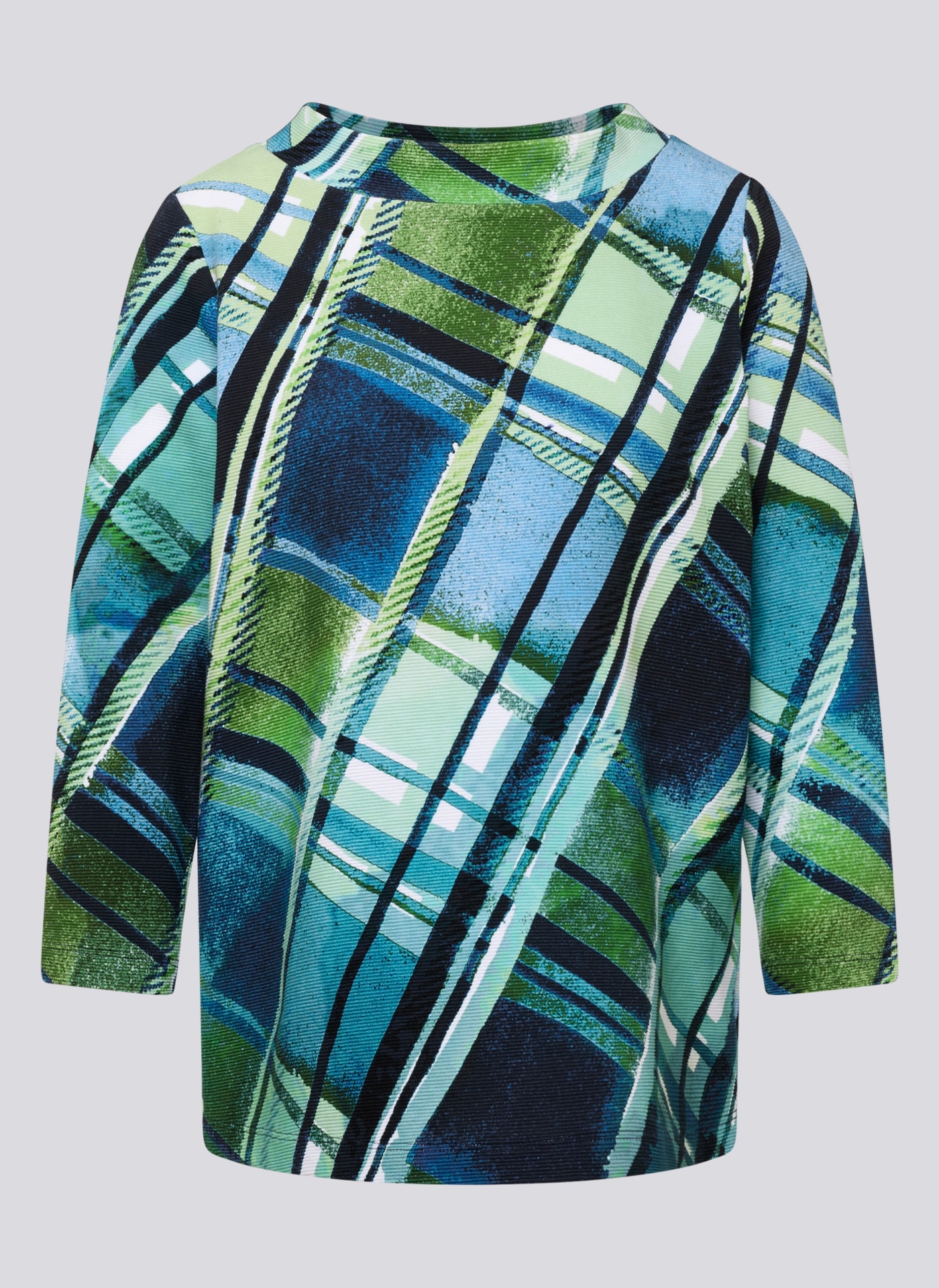 Rabe T-shirt à manches 3/4 mit grafischem Muster und Stehkragen