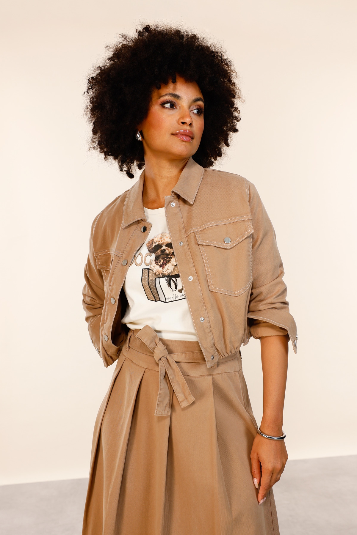 Monari Veste courte »Jacke Lyocellmix« sans capuche regular fit avec patte de boutonnage