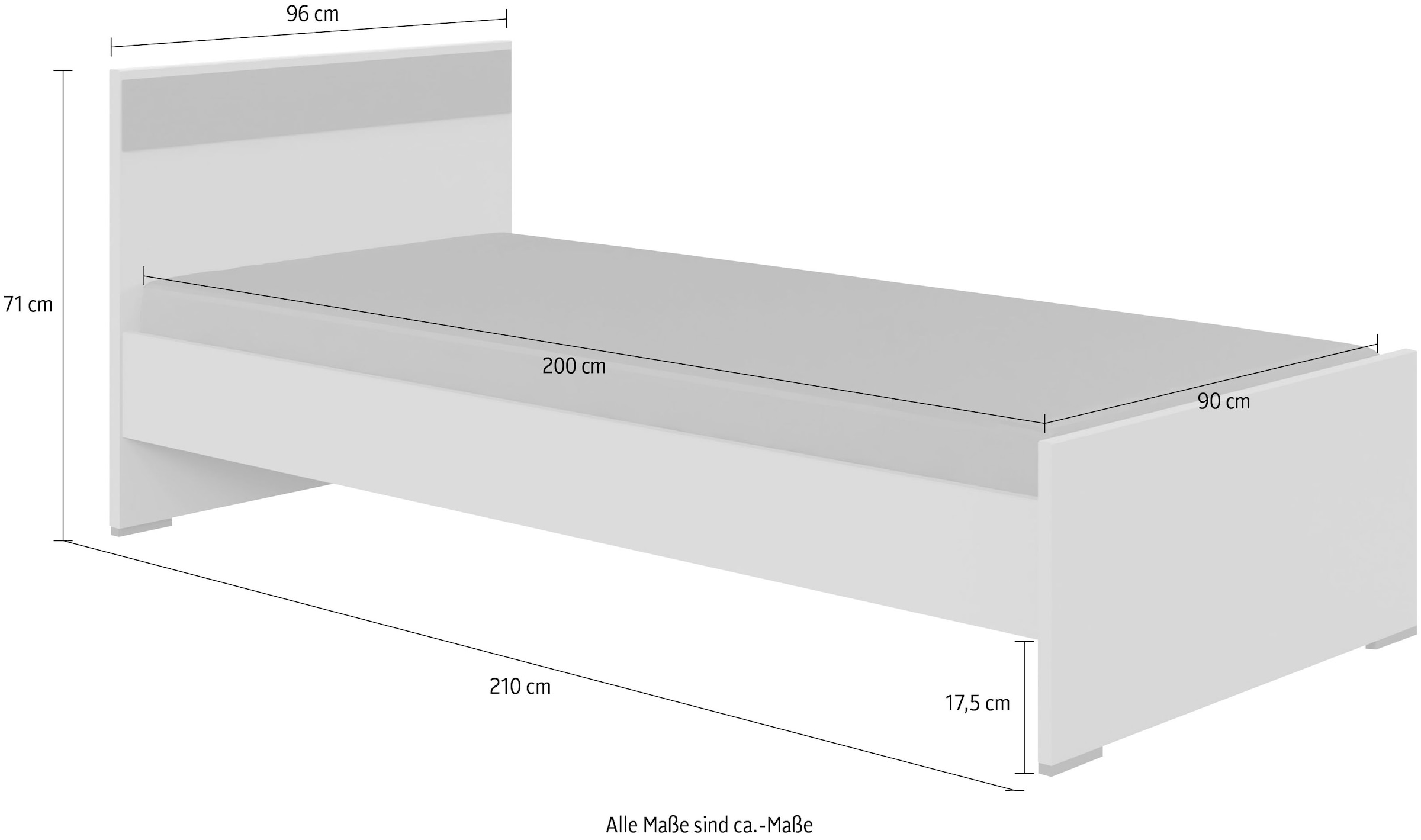 Wimex Lit en bois »Bahamas erhältlich in den Breiten 90cm, 120cm & 140cm« mit Kopf- und Fussteil