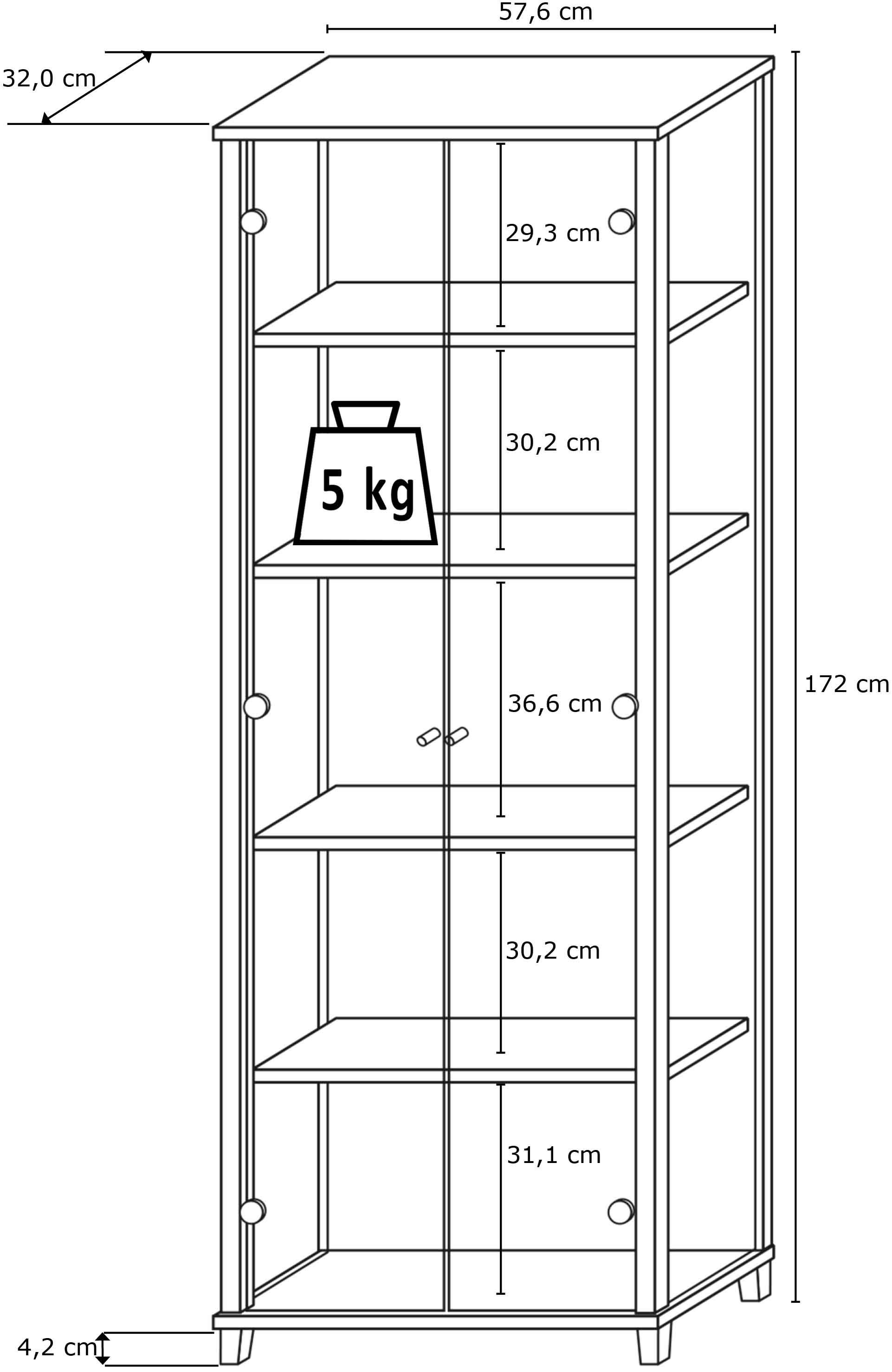fif möbel Vitrines »OPTIMA« Standvitrine, Vitrinenschrank, Glasvitrine, Sammlervitrine