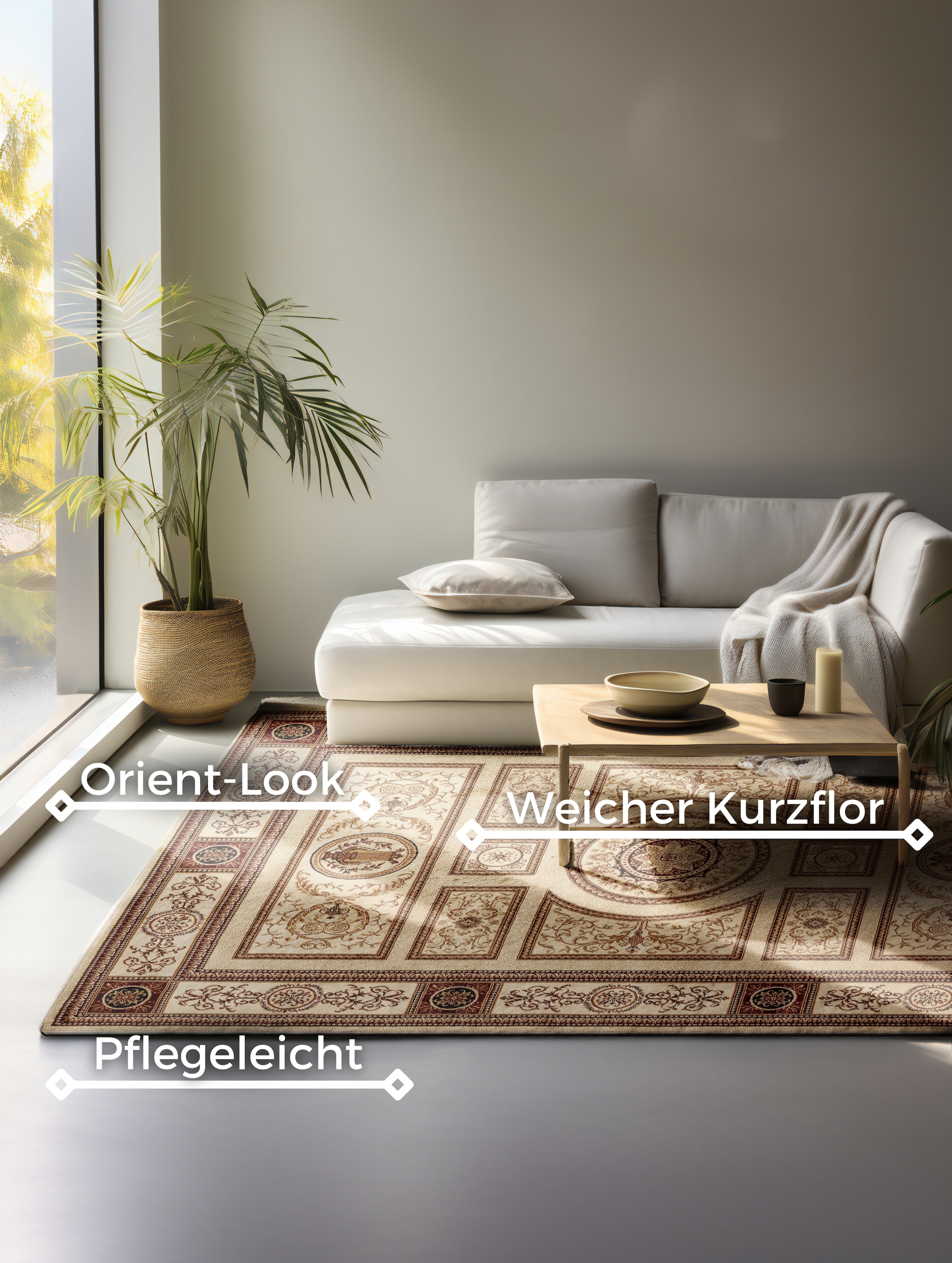 NORTHRUGS Teppich »Guzara« rechteckig 8 mm Höhe Orient Optik, Läufer, strapazierfähig, pflegeleicht, robust