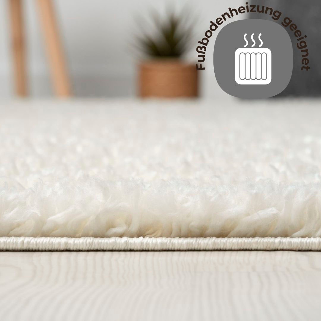 GOODproduct Hochflor-Teppich »Banji« rund 37 mm Höhe Uni Farben, weich und flauschig, auch als rechteckig erhältlich