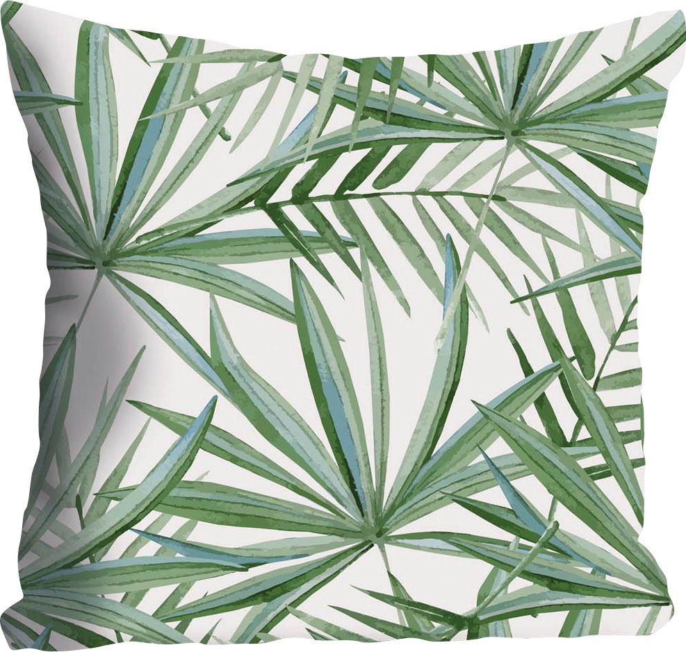 queence Coussin décoratif »Mia« Kissenhülle,Palmenblätter,Tropisch,Naturmotiv,Exotisch,Grün