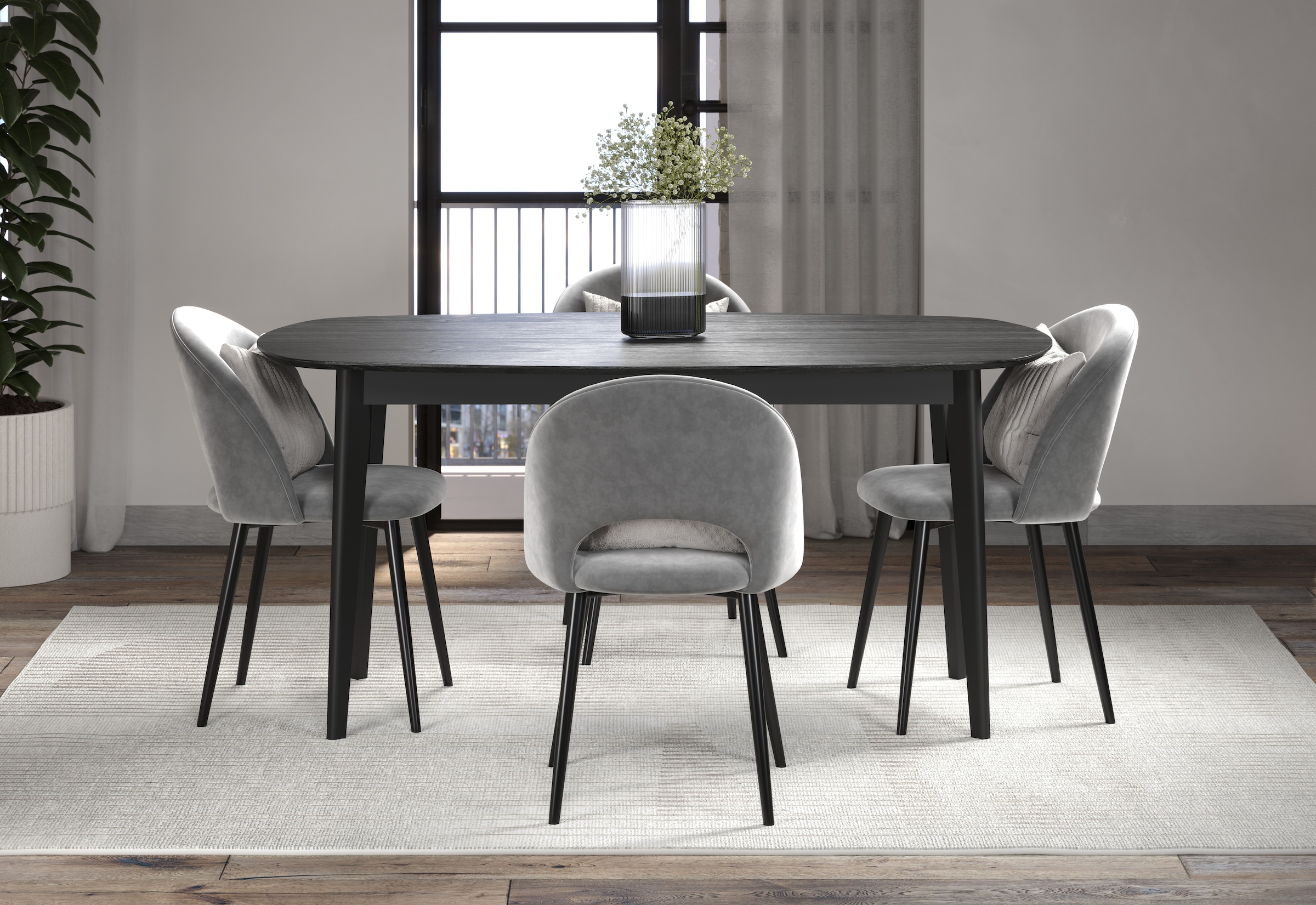 INOSIGN Table de salle à manger »Ronda« 1 cuis tlg. Esszimmertisch oval auf Massivholzfüssen - (B/T/H) 160/90/77 cm