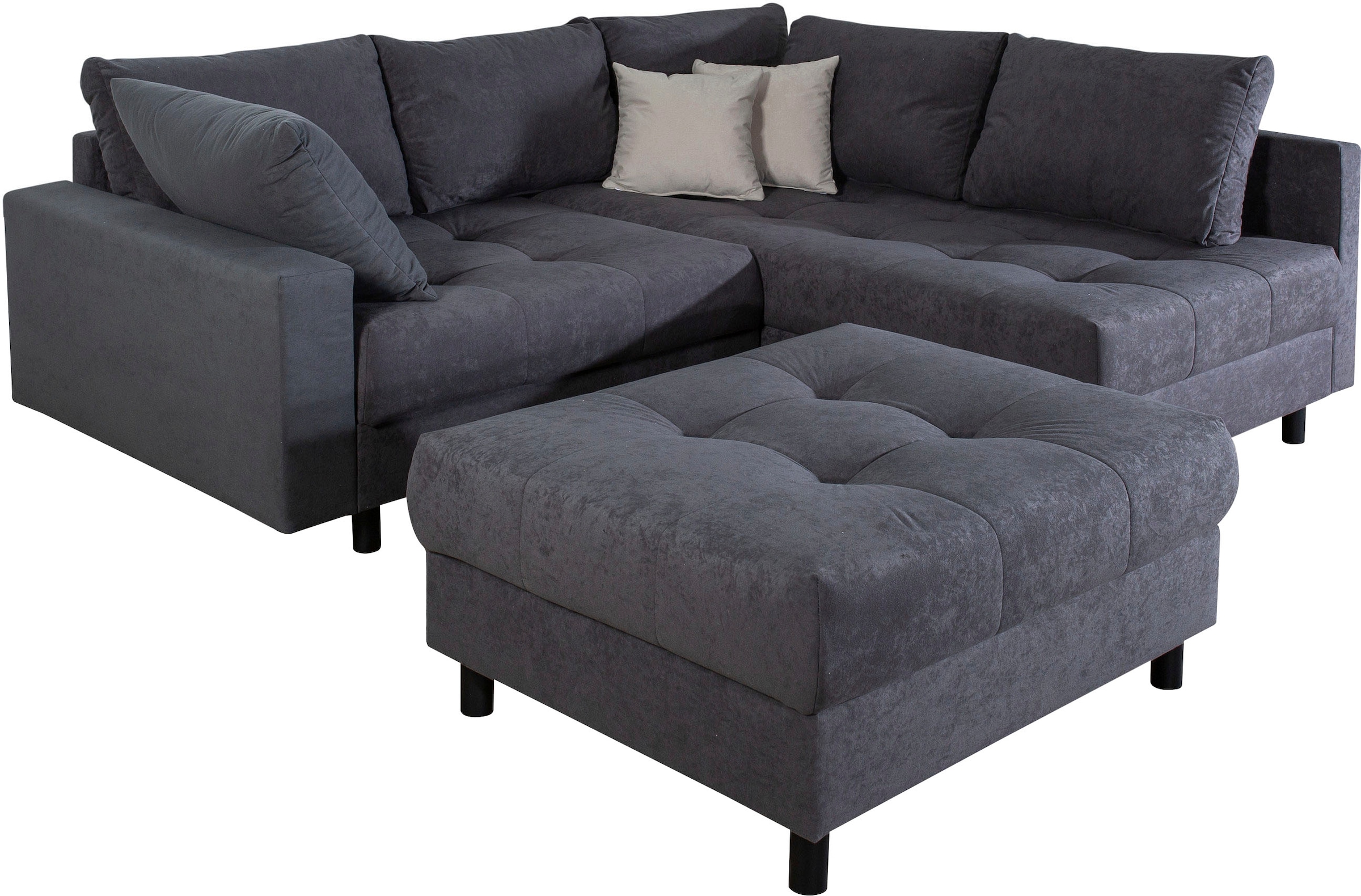 COLLECTION AB Canapé d'angle »Antonia L-Form, B: 215 cm« Ecksofa, Rückenkissen, ottomane beidseitig montierbar, Bonnelfederkern