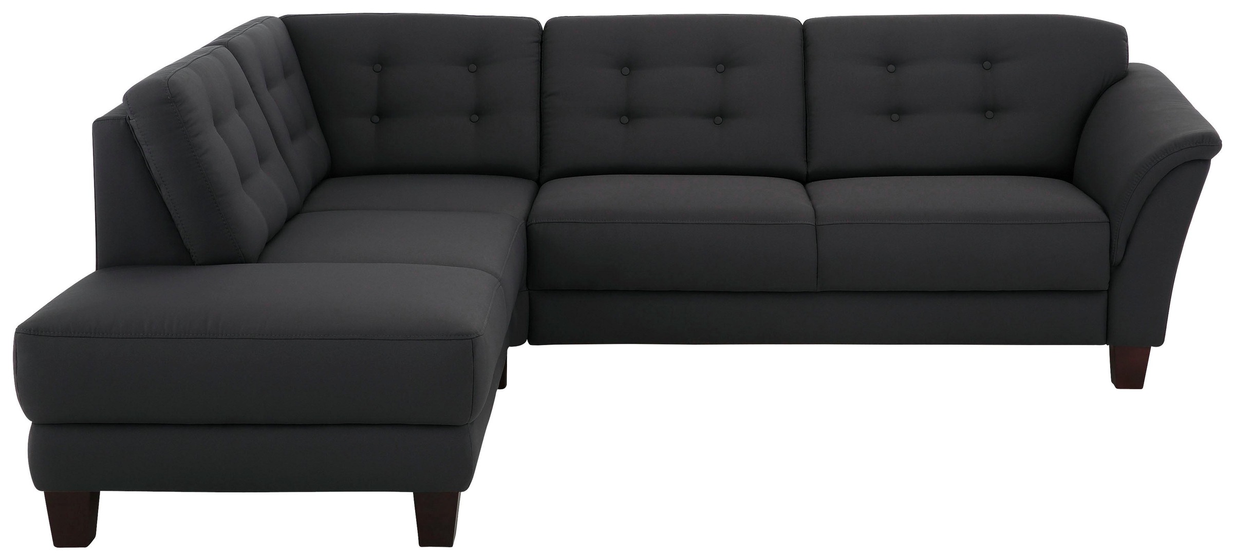 Home affaire Ecksofa »Trondheim L-Form« mit Federkern und Knopfheftung im Rücken, Füsse Buche dunkel