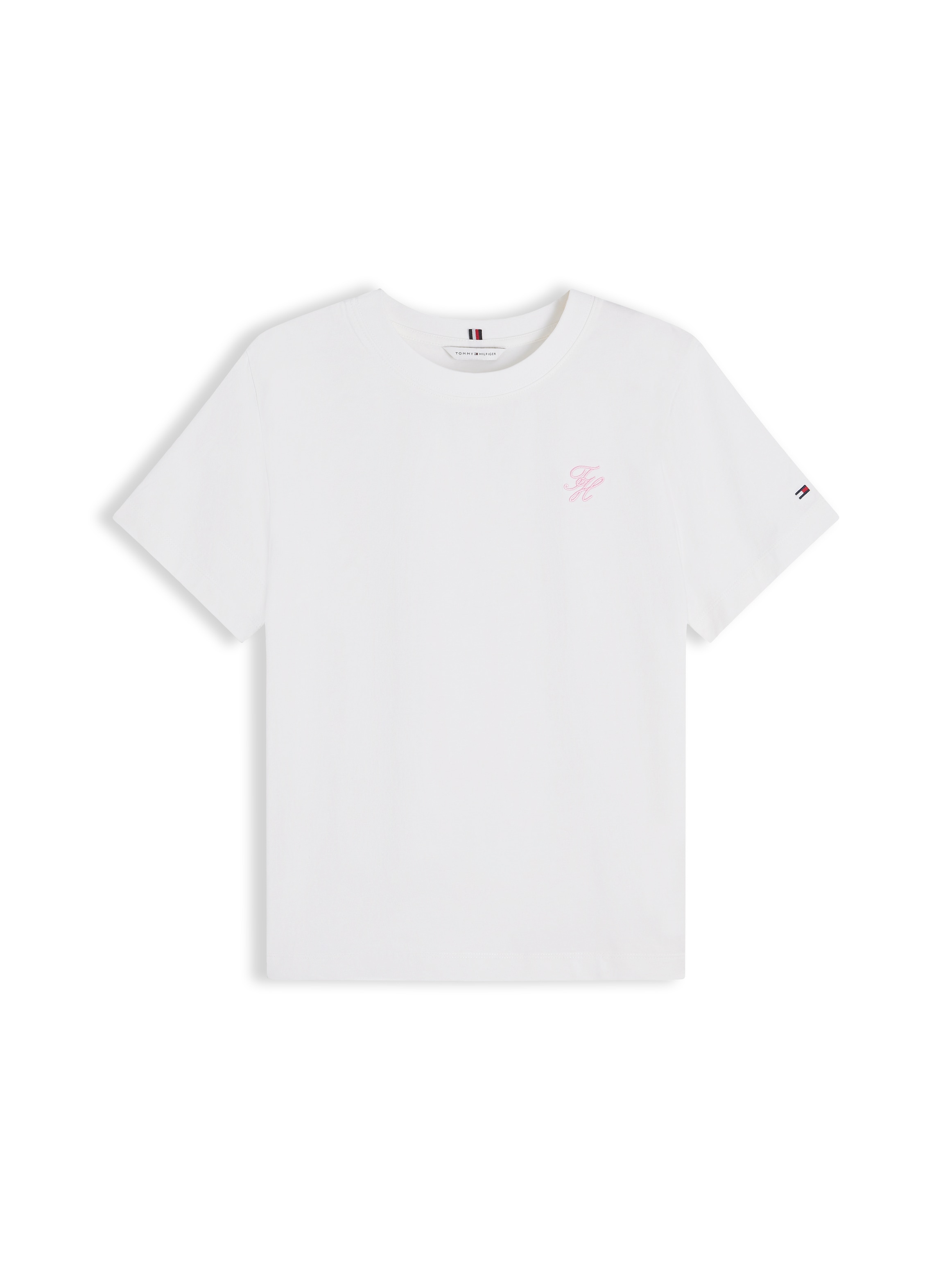 Tommy Hilfiger Kurzarmshirt »TH SCRIPT REG C-NK SS TEE« Baumwollmischung, regular fit