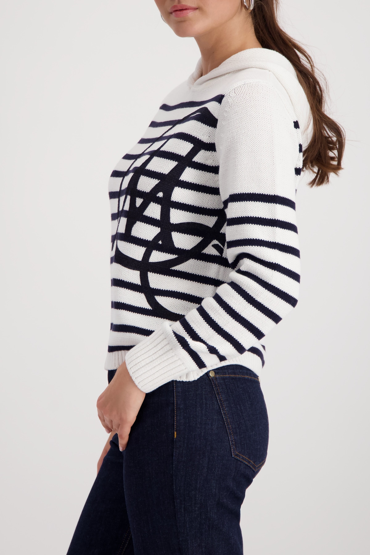 Monari Kapuzenpullover Regular Fit, mit Intarsie-Muster