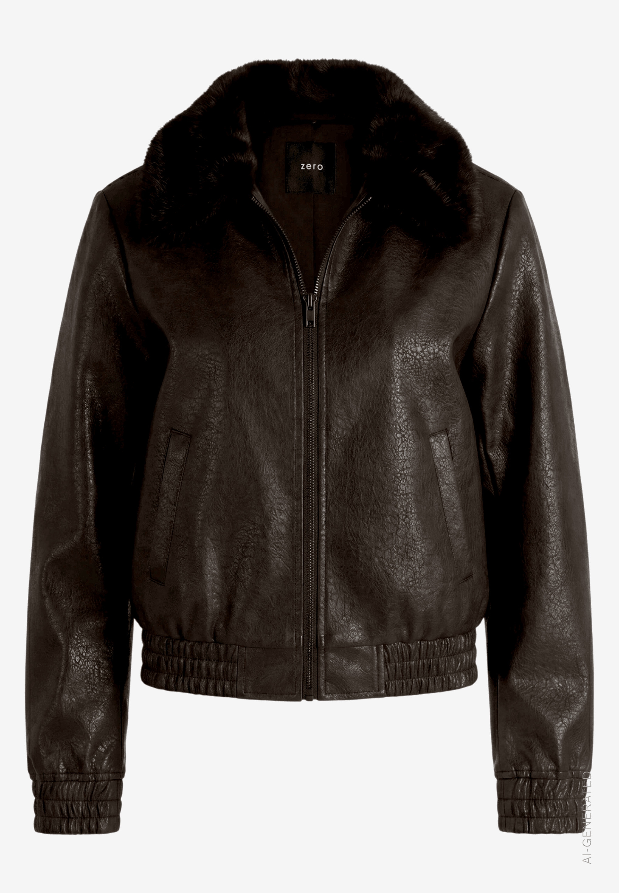 Zero Veste en imitation cuir sans capuche Veste en similicuir avec col à effet fourrure