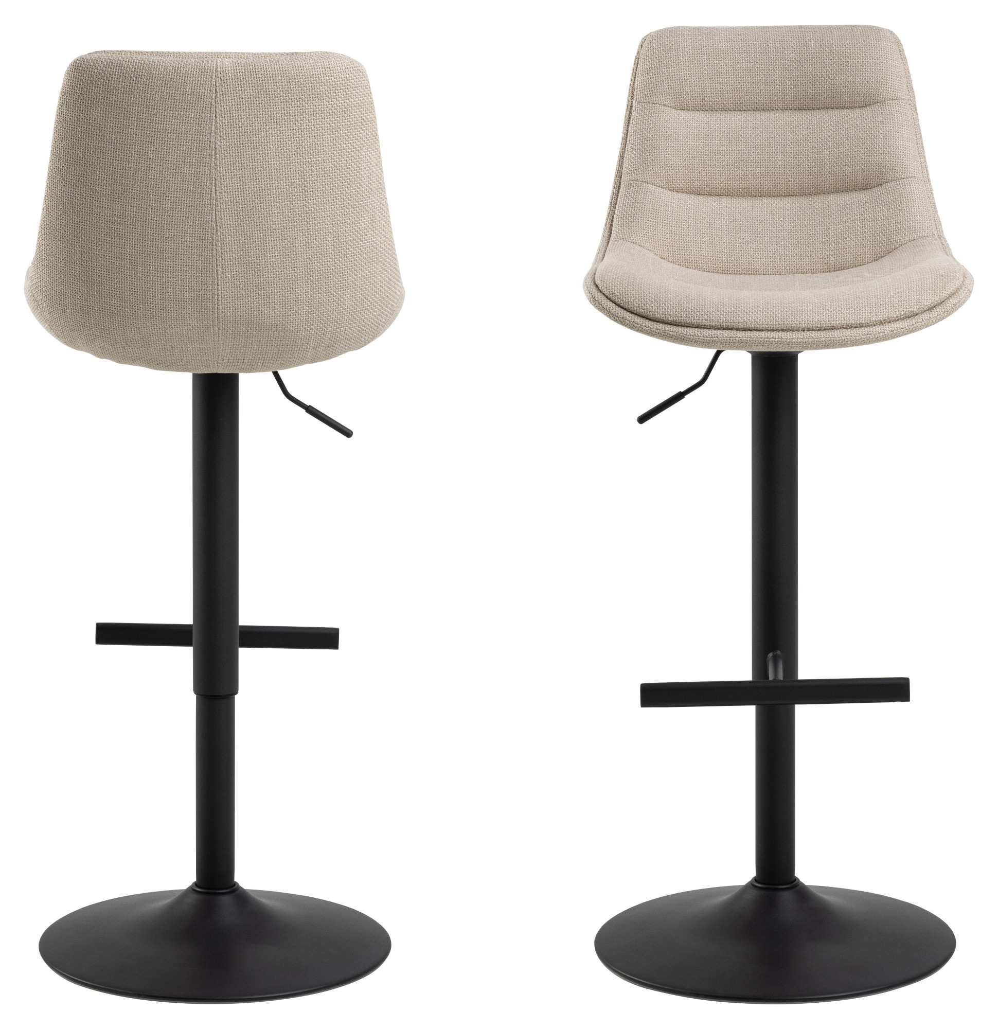 ACTONA GROUP Tabouret de bar »Adisa Barstuhl, Küchenstuhl,« Tissu, pied trompette noir, vérin à gaz, pivotant, lot de 2