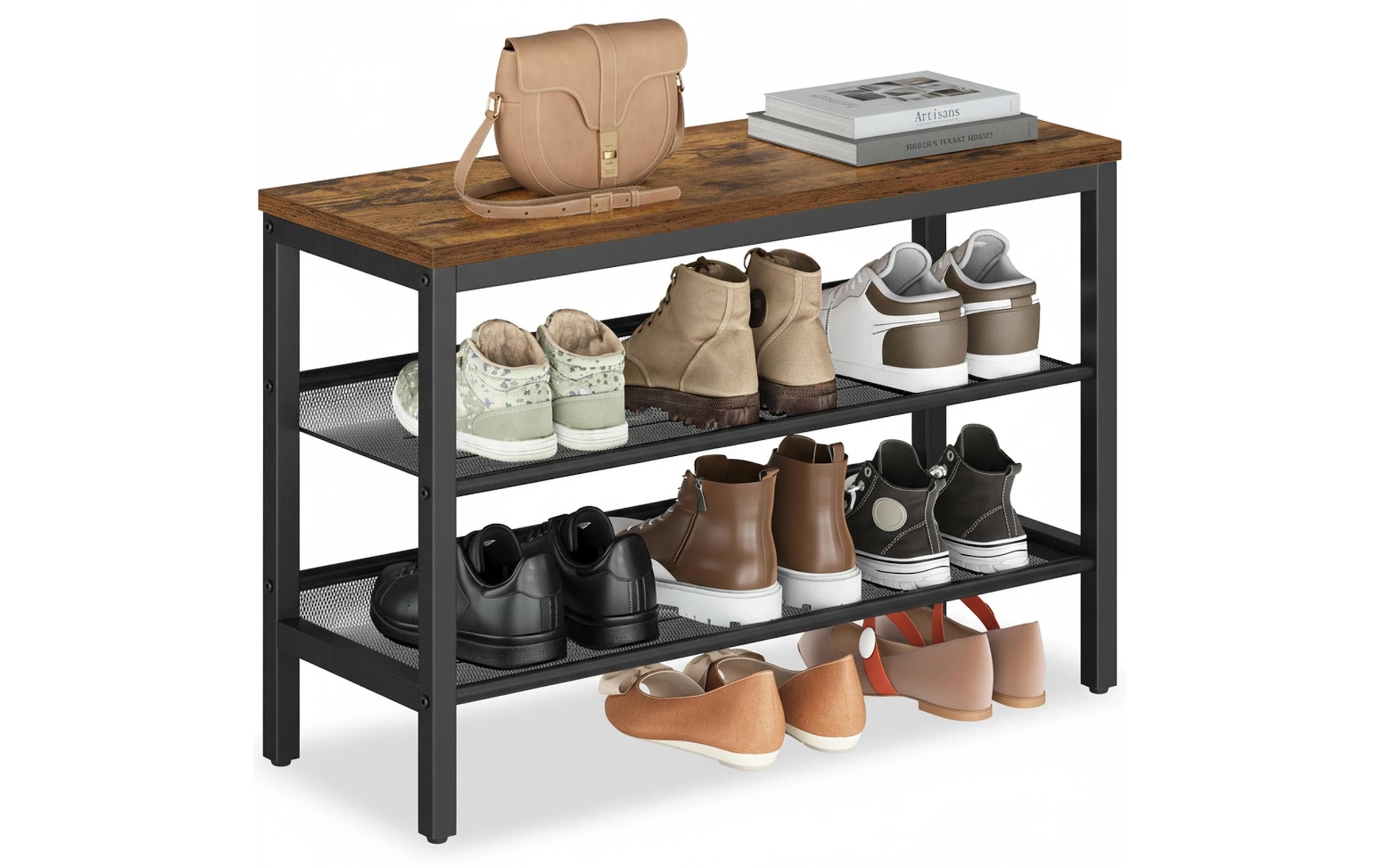 VASAGLE Schuhregal »mit drei Ablagen 75 x 50 cm«