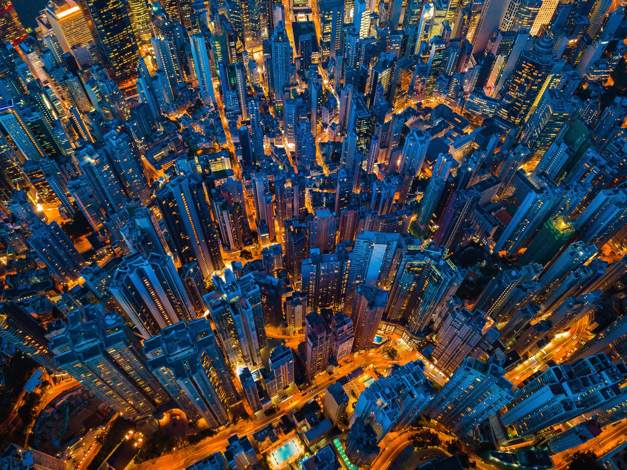 Papermoon »HONG KONG-VOGEL PERSPEKTIVE SKYLINE NACHT PANORAMA XXL«