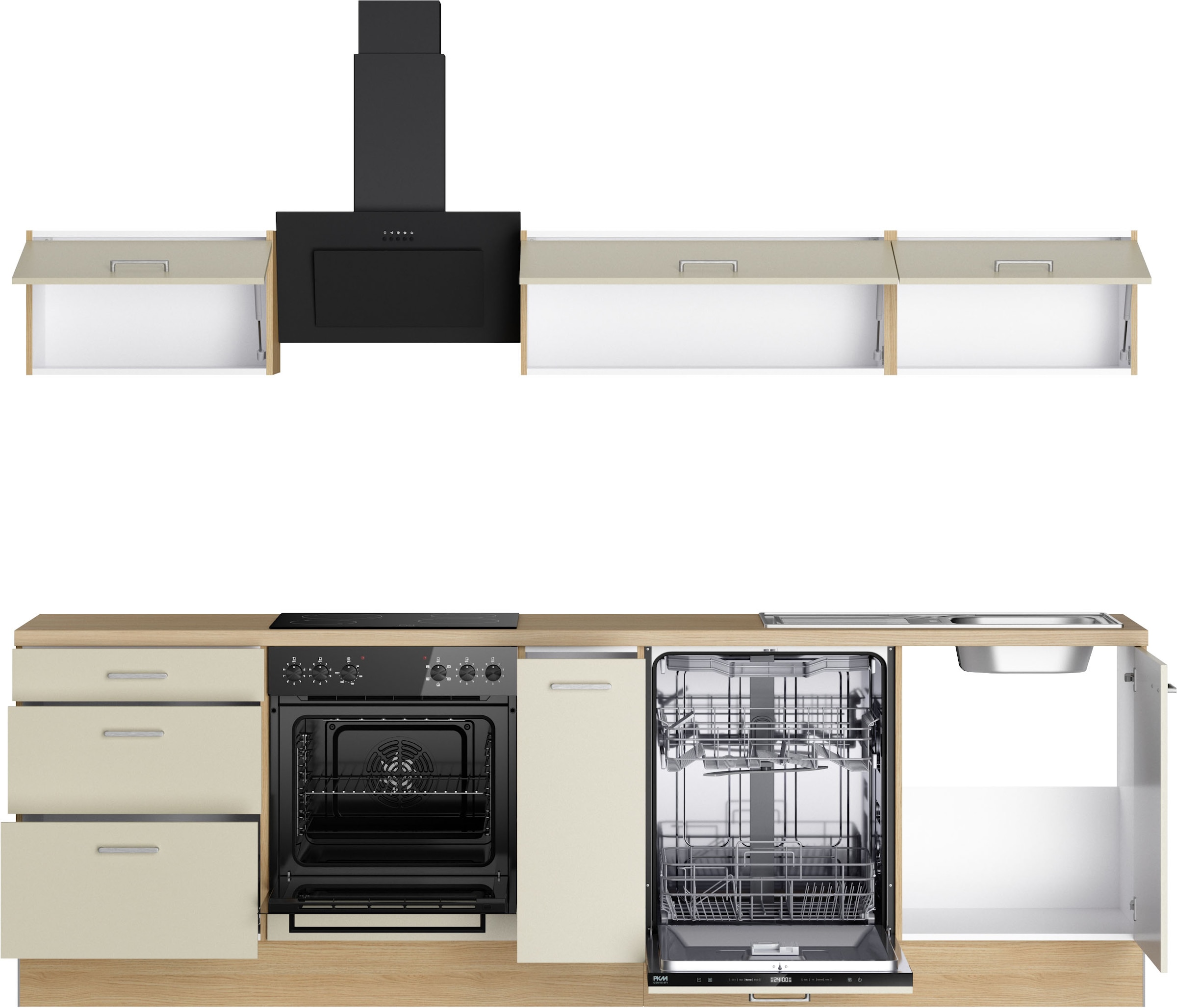KOCHSTATION Kitchenette »KS-Sion« Breite 270 cm, neue Technik: OPTIsnap, wahlweise mit E-Geräten
