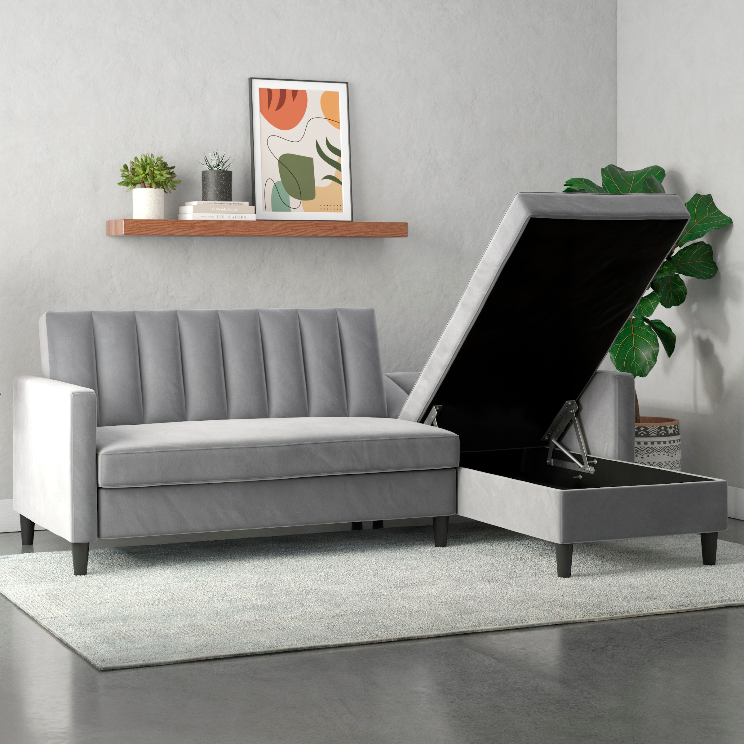 Dorel Home Canapé d'angle »Celine, L-Form,« mit Bett-Funktion und Stauraum. Recamiere beidseitig montierbar