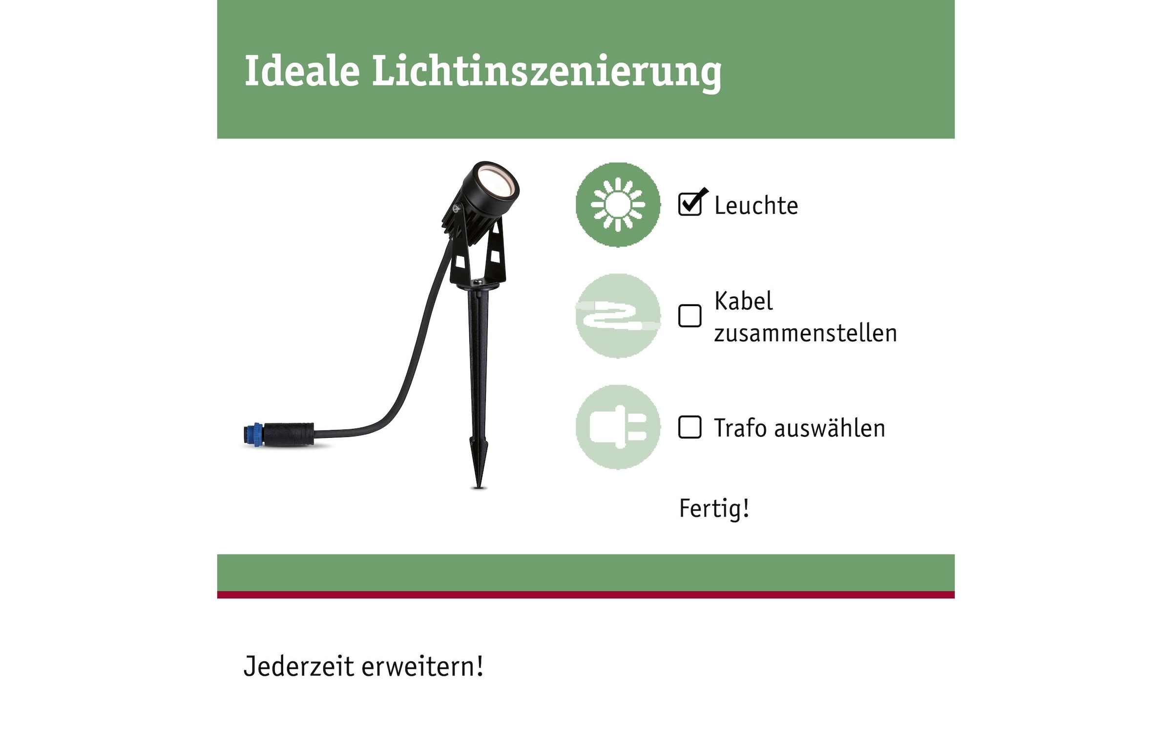 Paulmann Projecteur de jardin »Plug & Shine IP65, 3000 K, 2 W« 1 cuis blanc chaud