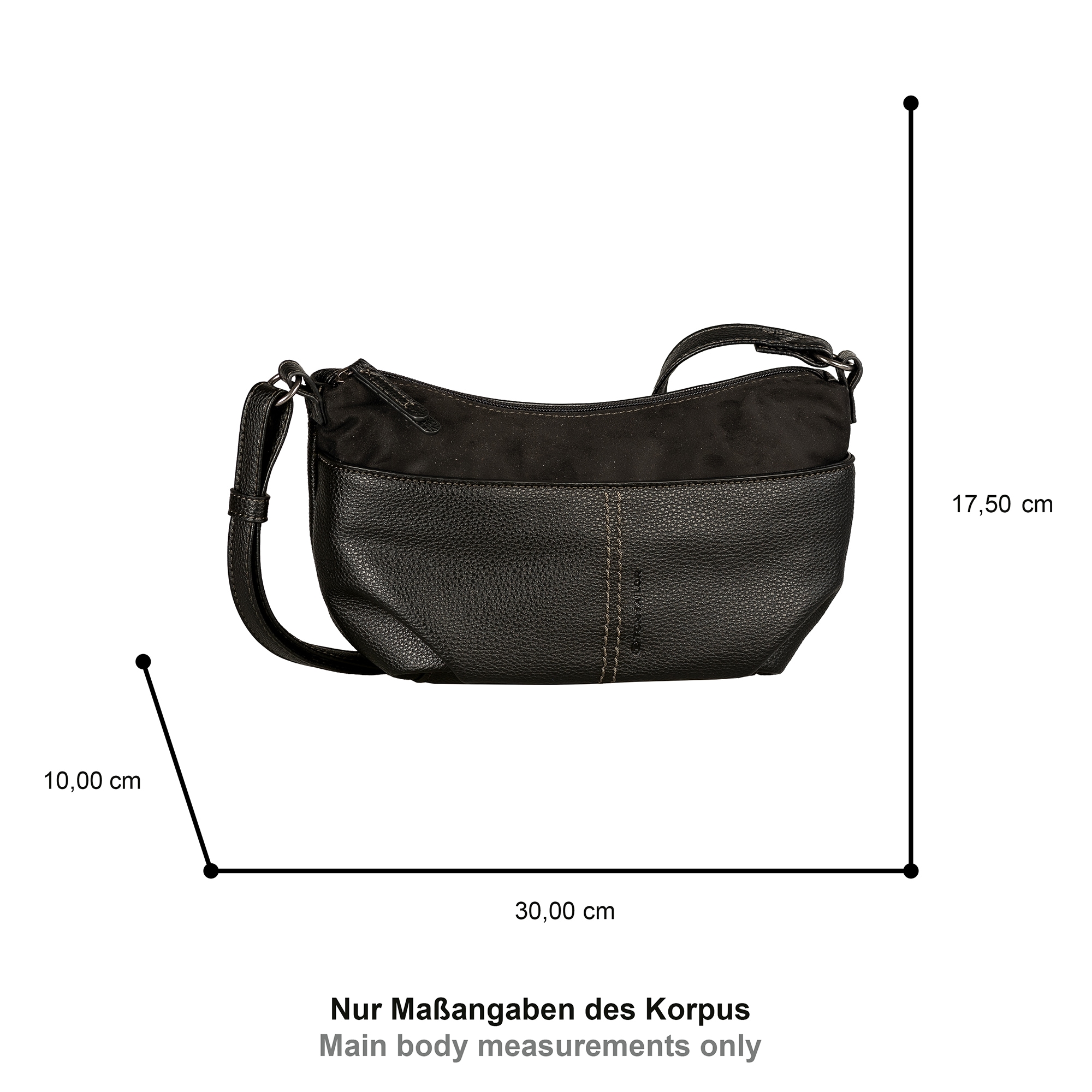 TOM TAILOR Sac à main »Miha« velours synthétique doux avec imitation cuir grainé doux et beaucoup d'espace