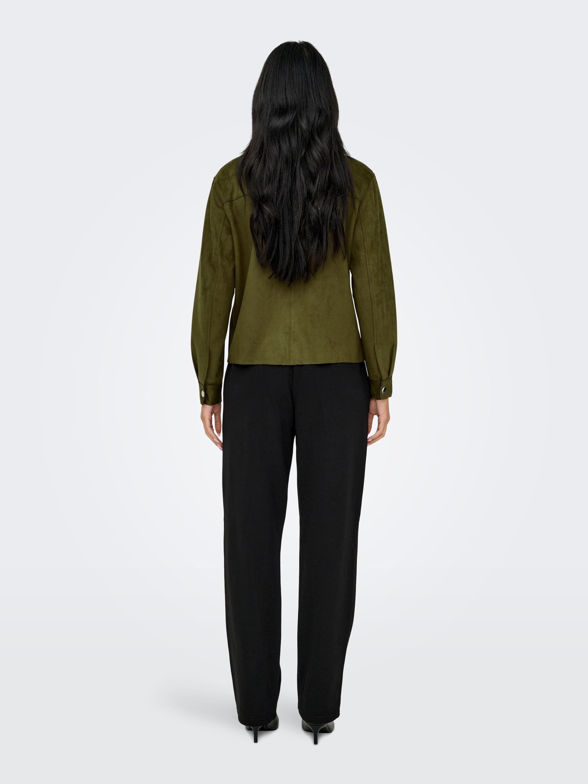 ONLY Blouse chemise »ONLMIRA L/S FAUX SUEDE SHIRT PNT« mélange de matériaux, coupe régulière