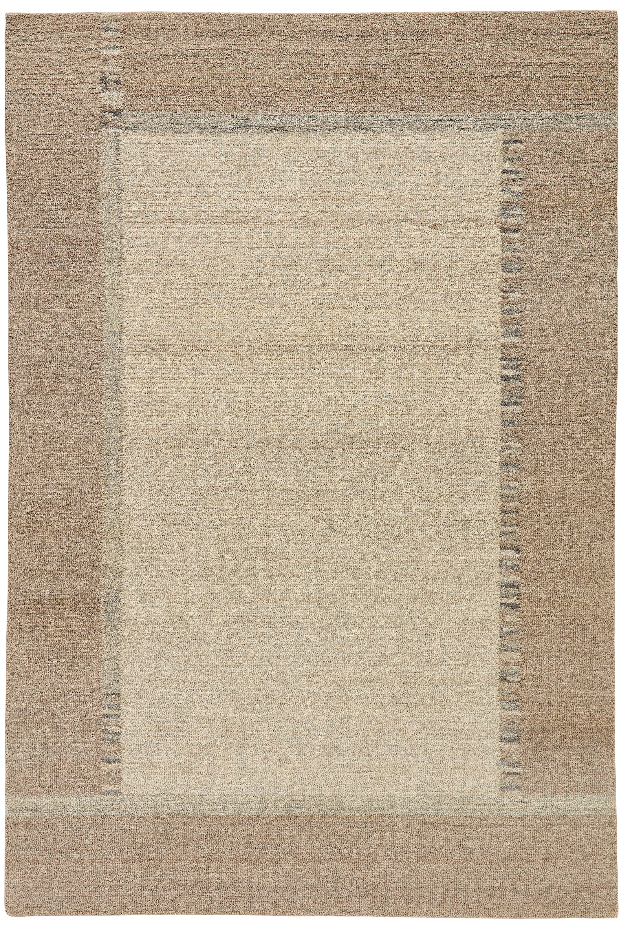THEKO »Origin Loop 5« Rectangulaire 10 mm Höhe fait main au tuft, pure laine vierge, uni, avec bordure