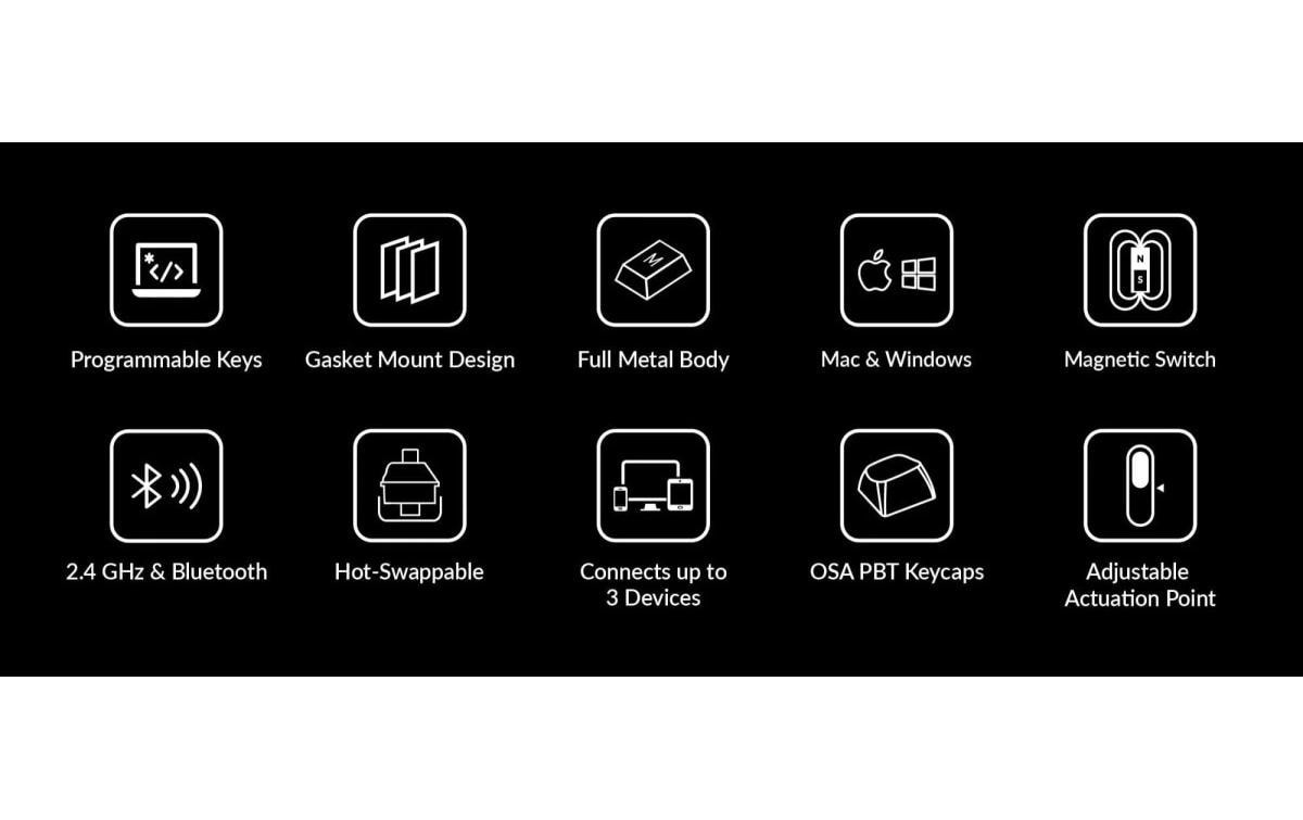   Clavier de jeu »Keychron Q6 HE Carbon Black QMK Magnetic Switch« ()
