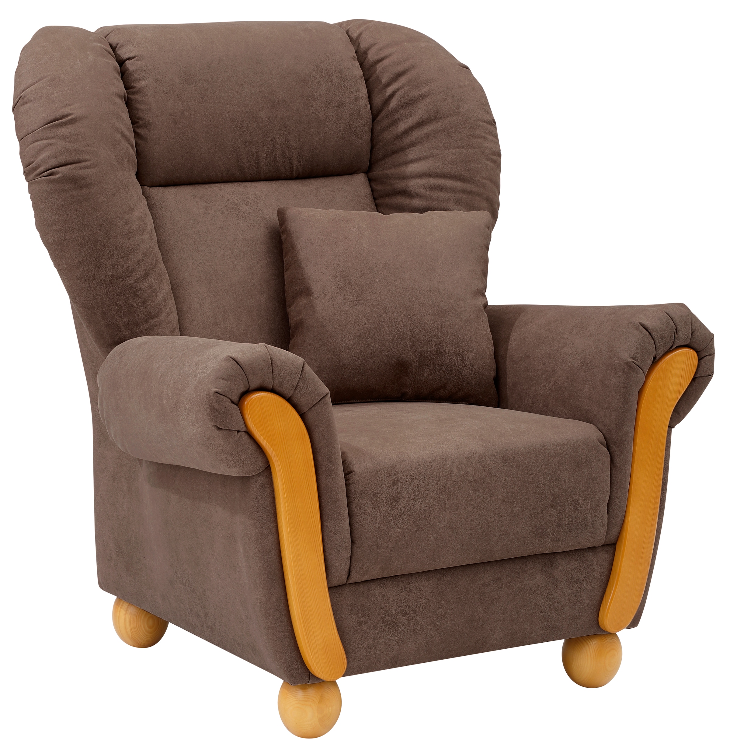 Home affaire Fauteuil lounge »Milano Vintage, Hochlehnsessel, Ohrensessel, Breite 100cm« grand confort d'assise avec dossier haut, coussin décoratif inclus