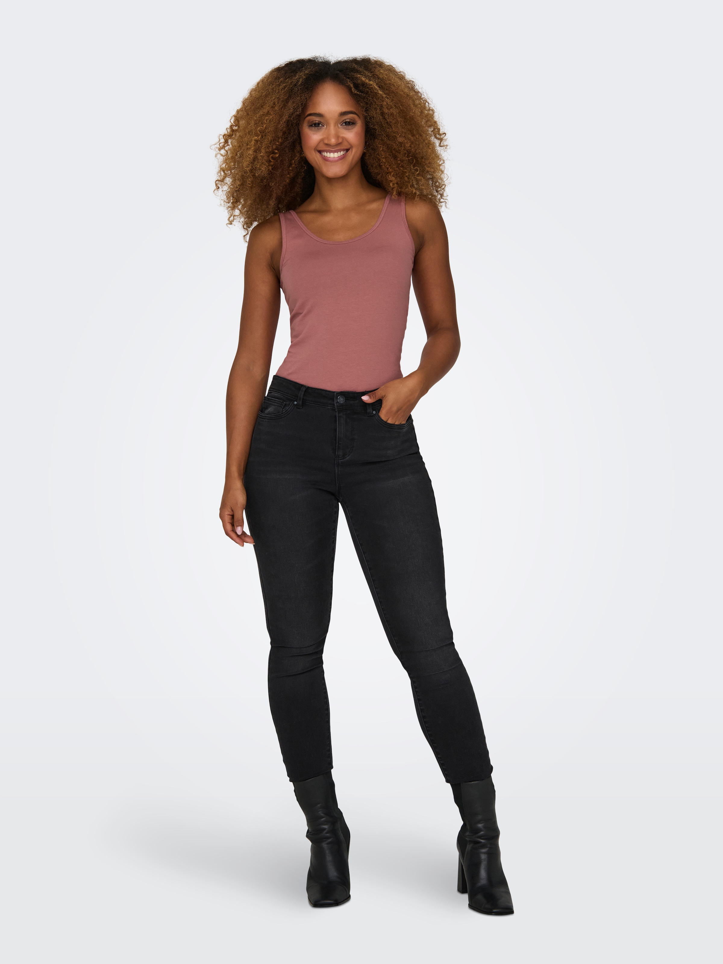 ONLY Débardeur »ONLLIVE – Slim-Fit Tanktops mit Stretch für optimalen Sitz« Paquet, pack de 2, 2 cuis coupe slim, décontracté, jersey, mélange coton, col rond