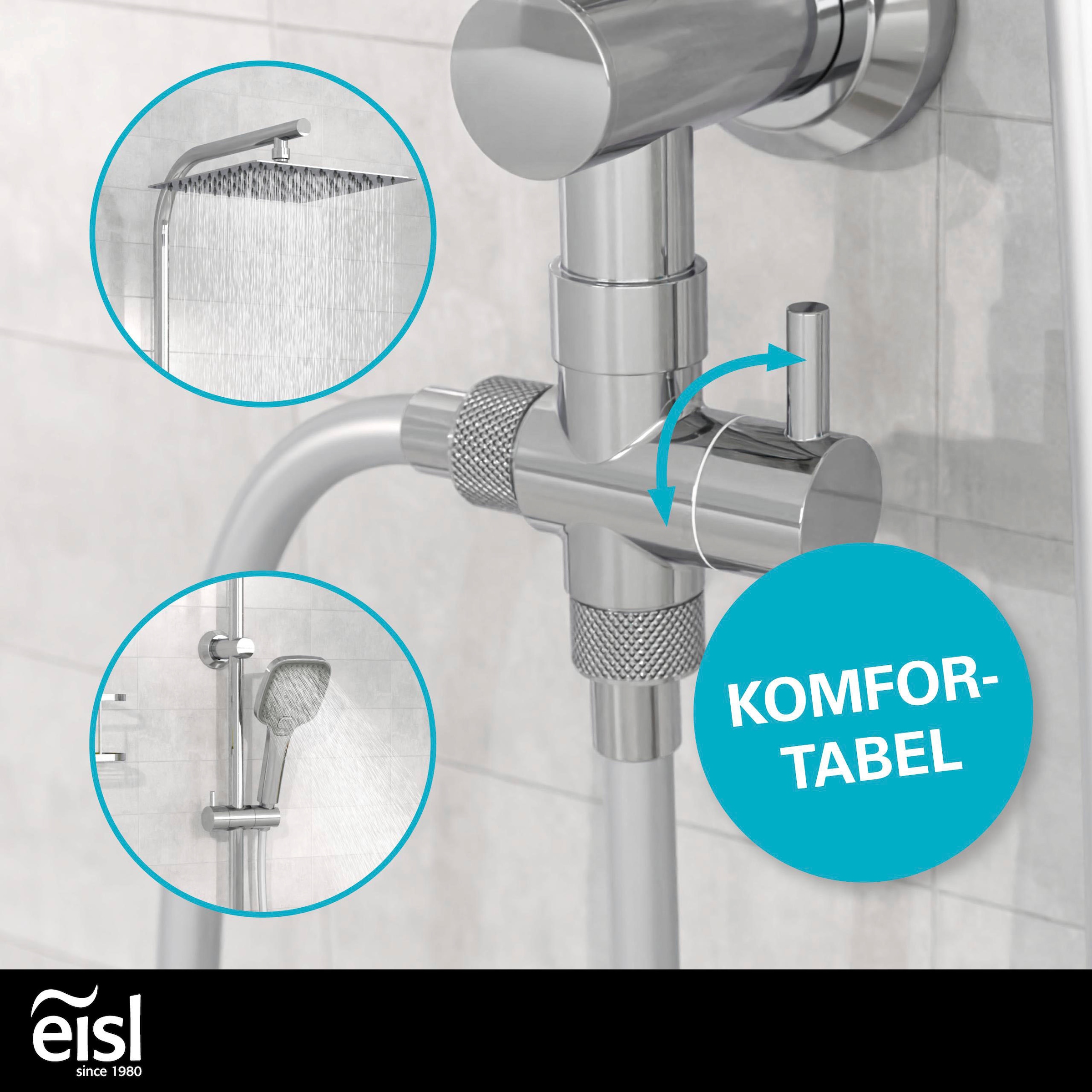 Eisl Brausegarnitur »EASY DELUXE« Regendusche, Antikalk, höhenverstellbar, inkl. Duschabzieher