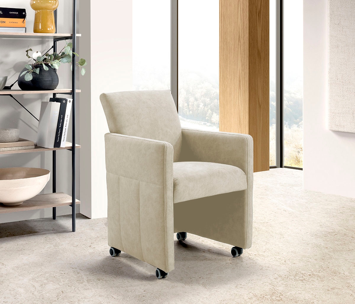 exxpo - sofa fashion Esszimmersessel Loungesessel auf Rollen, schmale Armlehnen, bequem